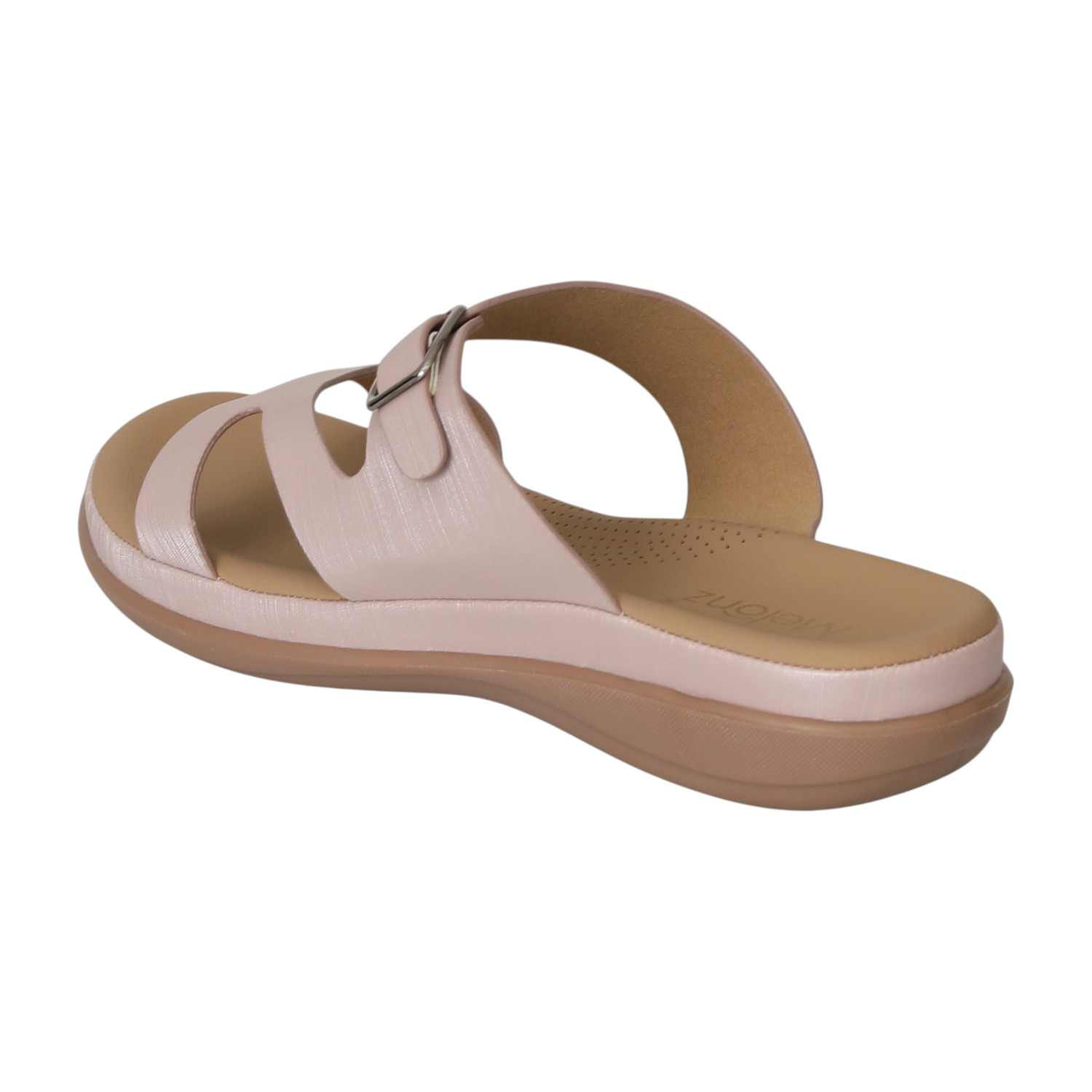 Women Rose Textured Buckle Sandals