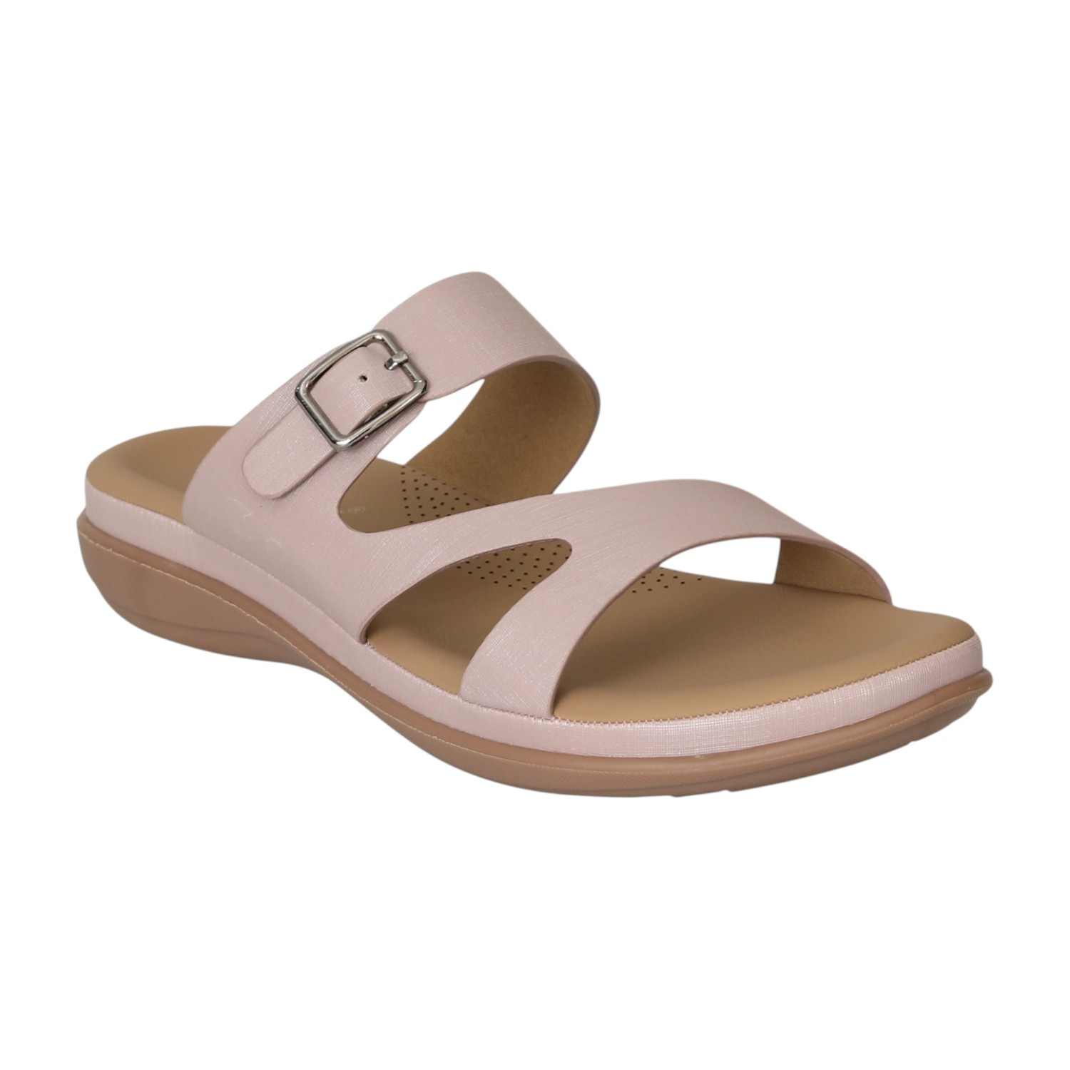 Women Rose Textured Buckle Sandals