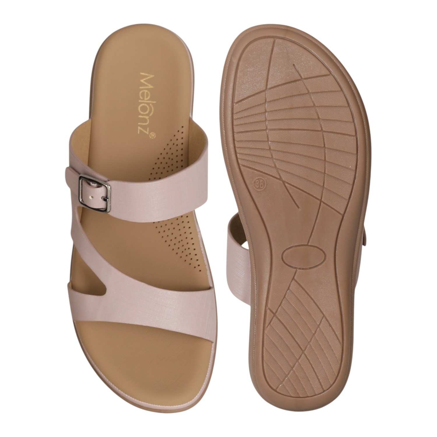 Women Rose Textured Buckle Sandals