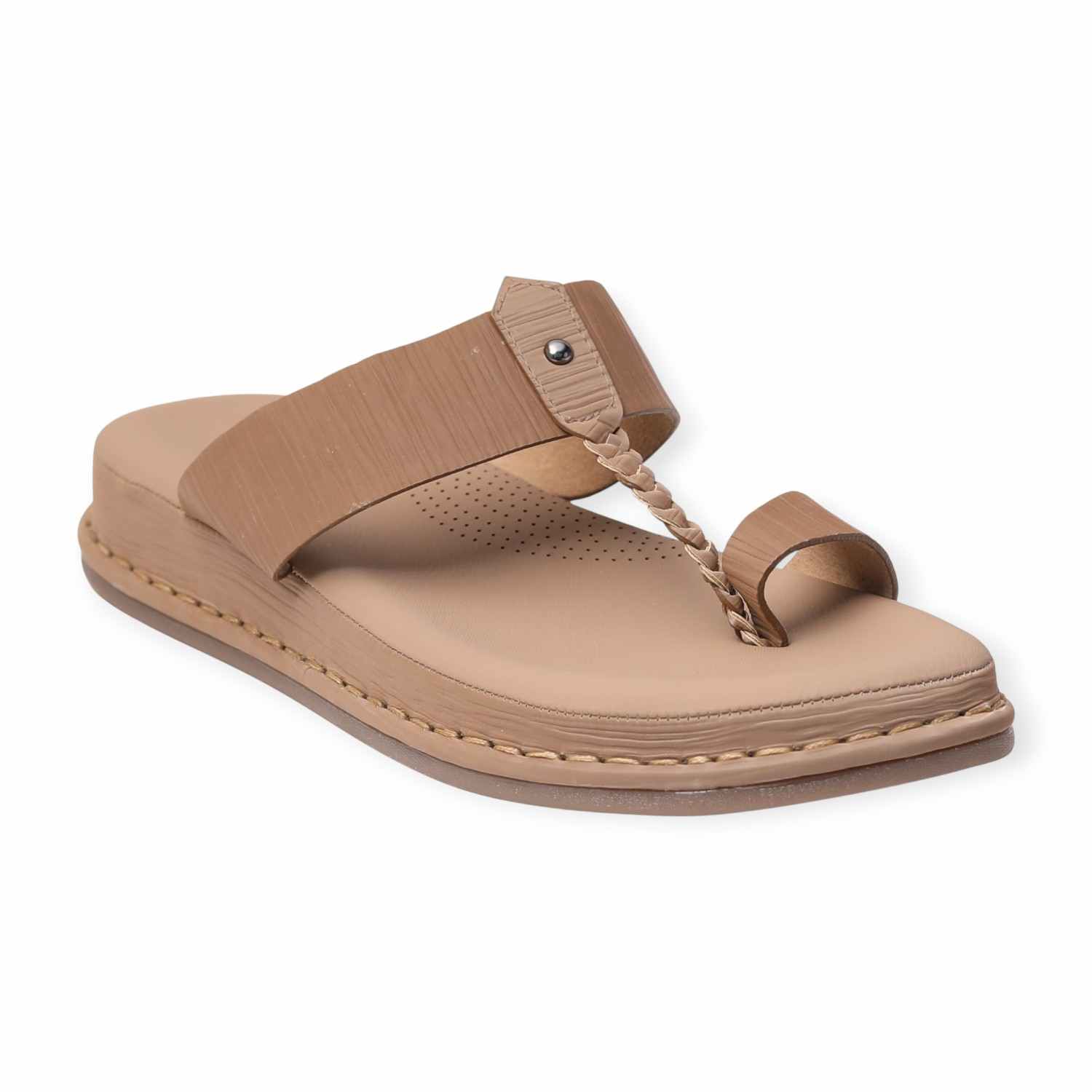 Melonz Women’s Brown Braided Toe-Loop Sandals