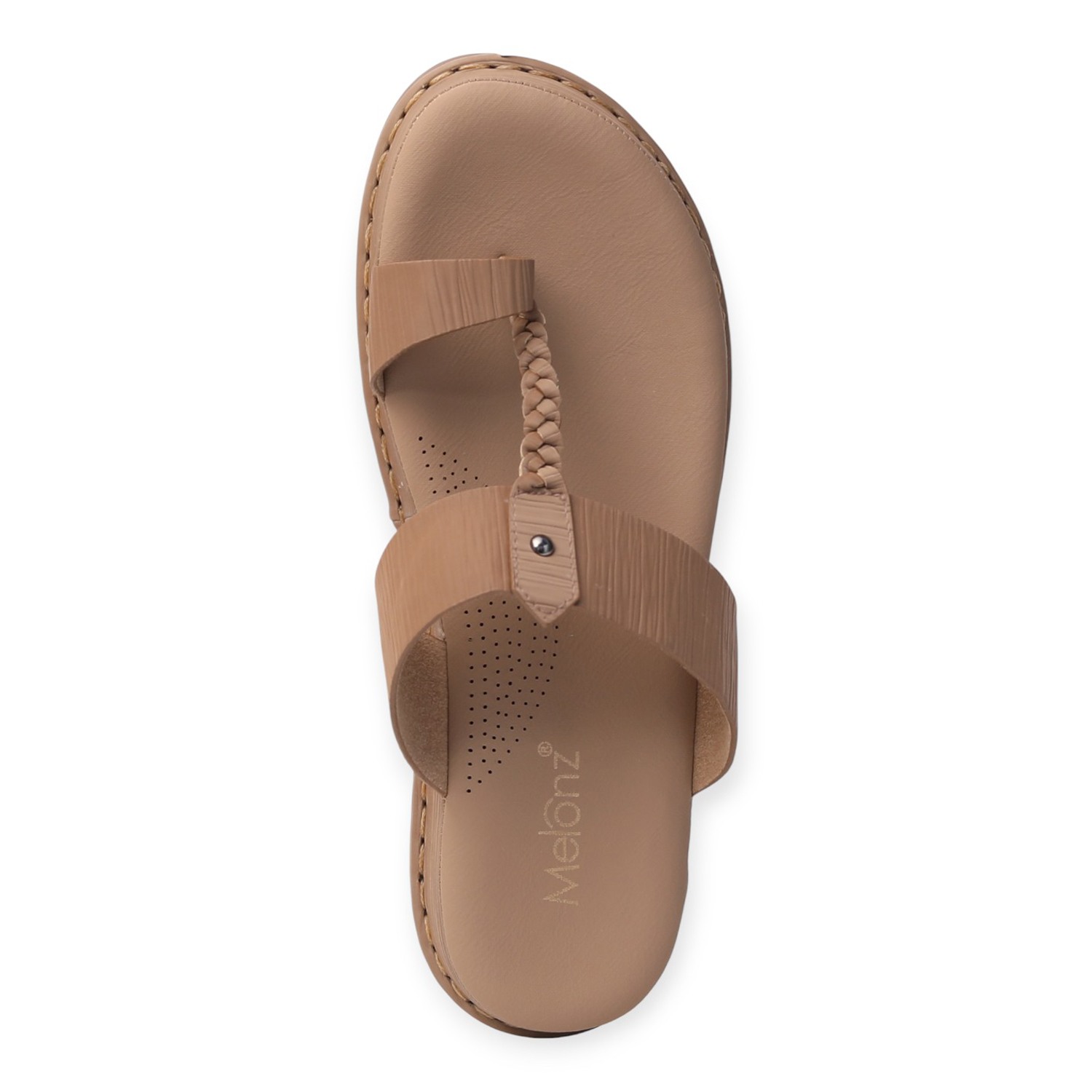 Melonz Women’s Brown Braided Toe-Loop Sandals