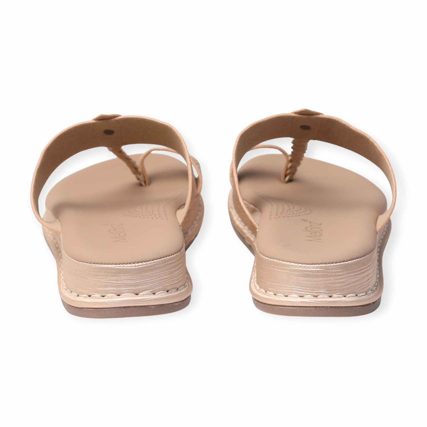 Melonz Women’s Gold Braided Toe-Loop Sandals