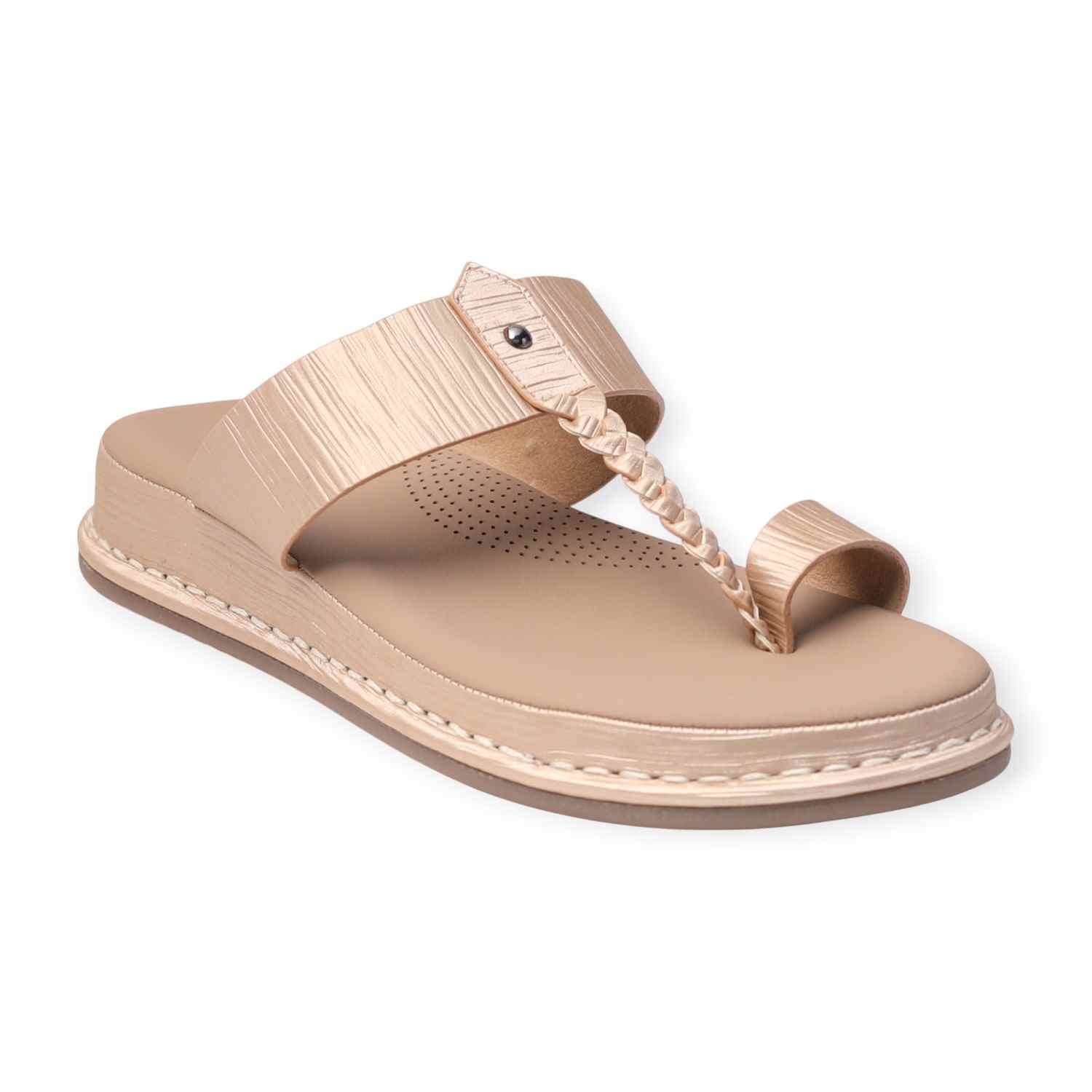 Melonz Women’s Gold Braided Toe-Loop Sandals