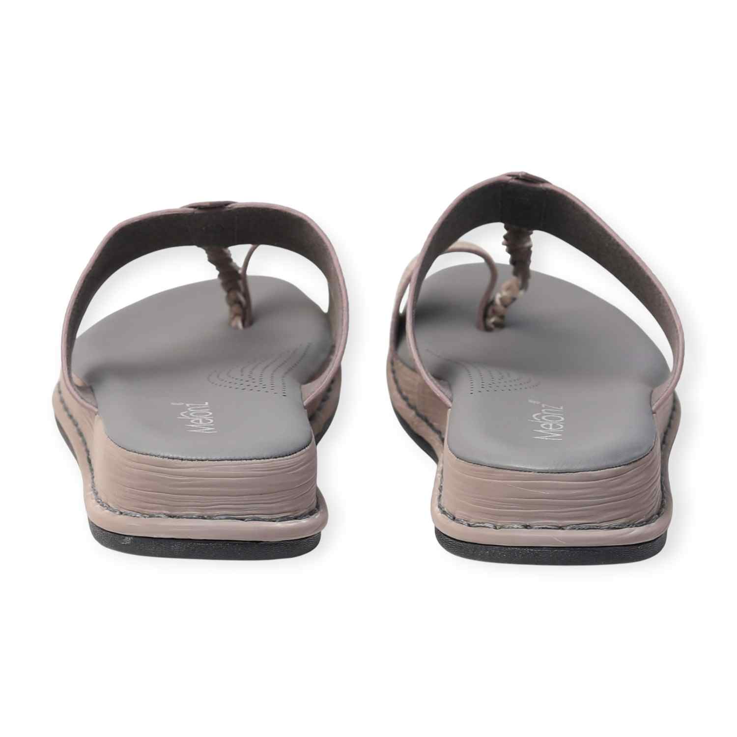 Melonz Women’s Grey Braided Toe-Loop Sandals