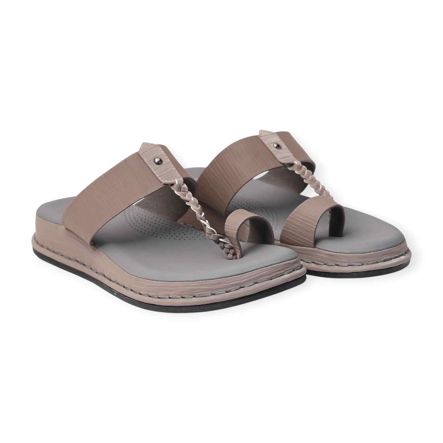 Melonz Women’s Grey Braided Toe-Loop Sandals