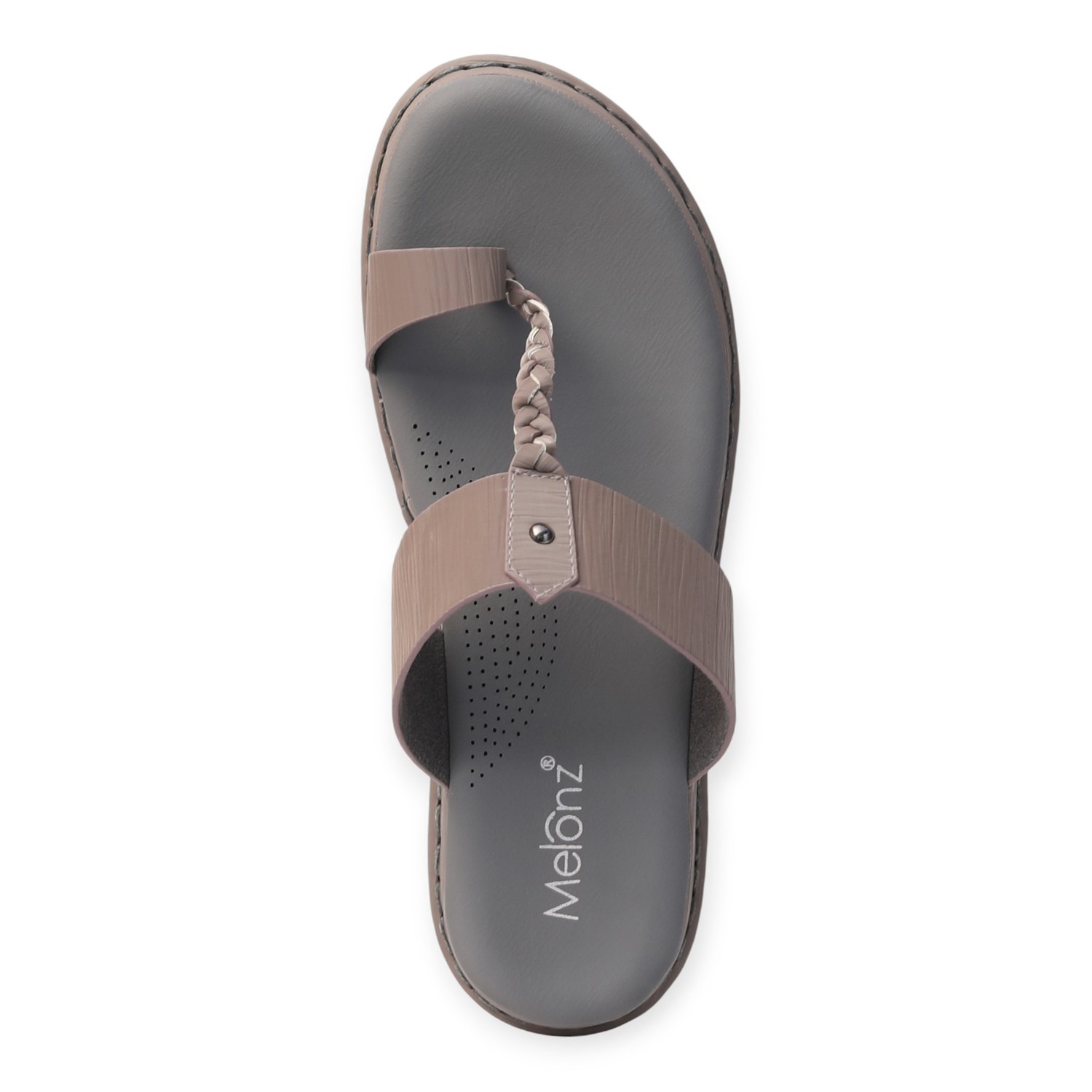 Melonz Women’s Grey Braided Toe-Loop Sandals