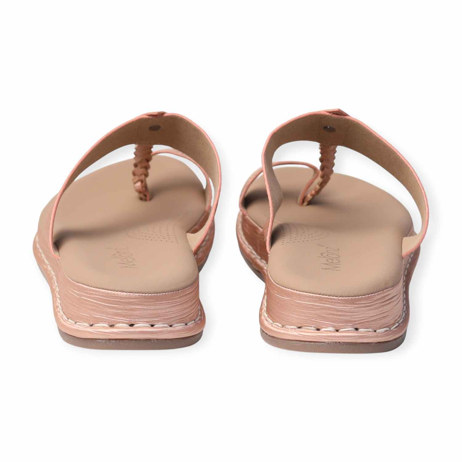 Melonz Women’s Nude Coloured Braided Toe-Loop Sandals