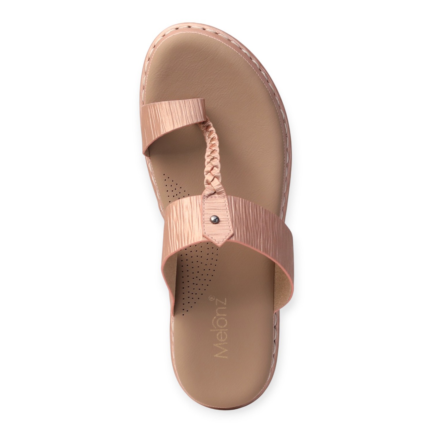 Melonz Women’s Nude Coloured Braided Toe-Loop Sandals
