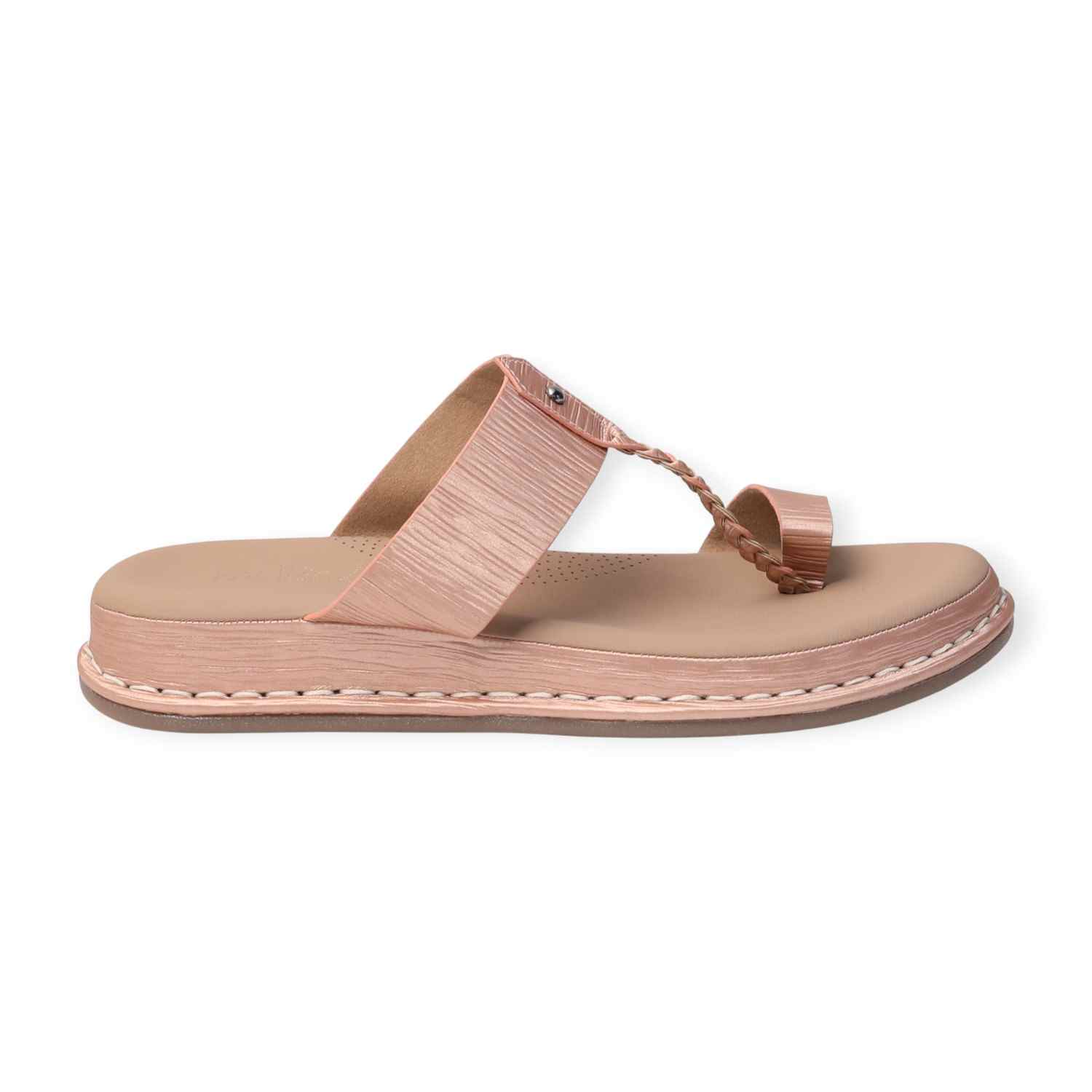 Melonz Women’s Nude Coloured Braided Toe-Loop Sandals
