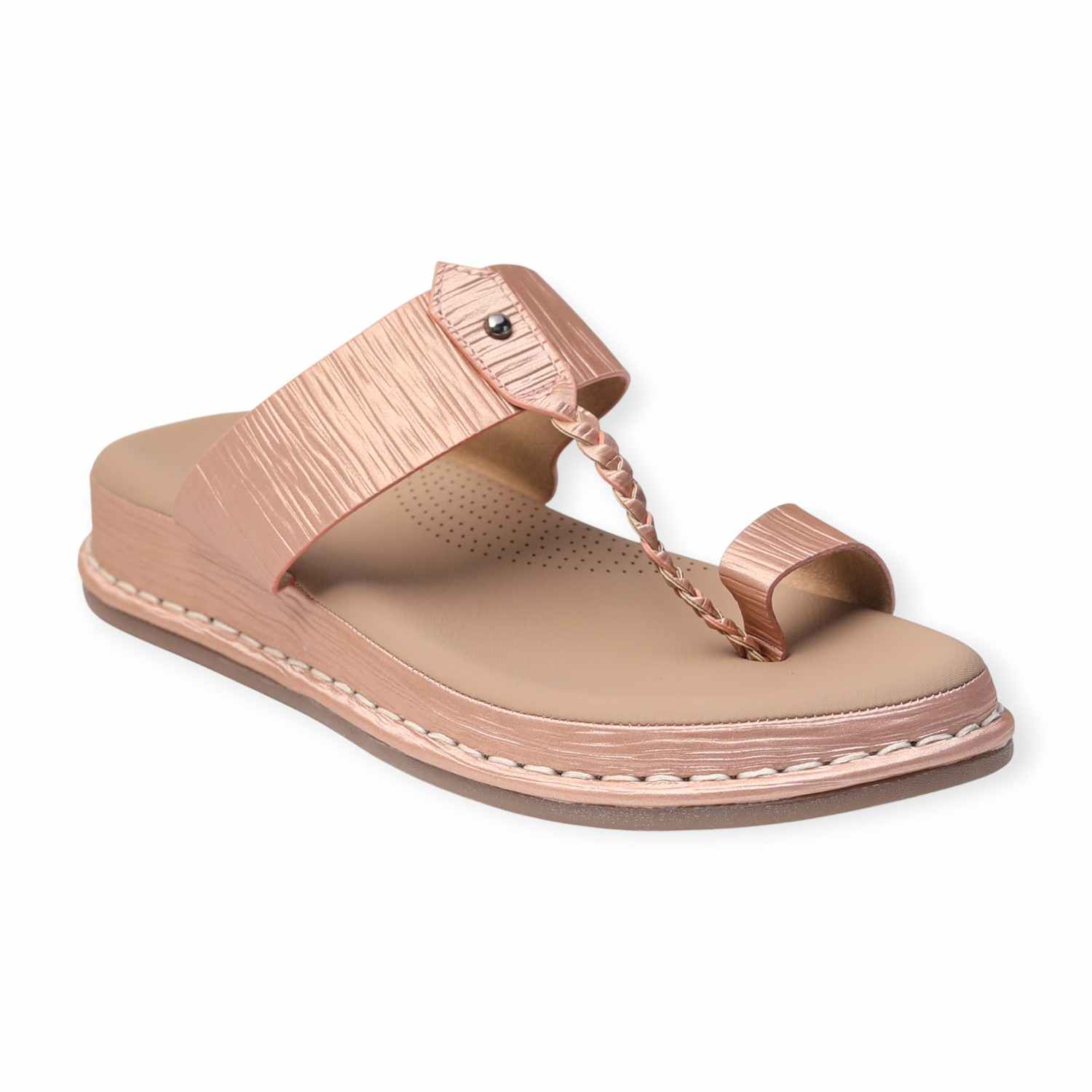 Melonz Women’s Nude Coloured Braided Toe-Loop Sandals