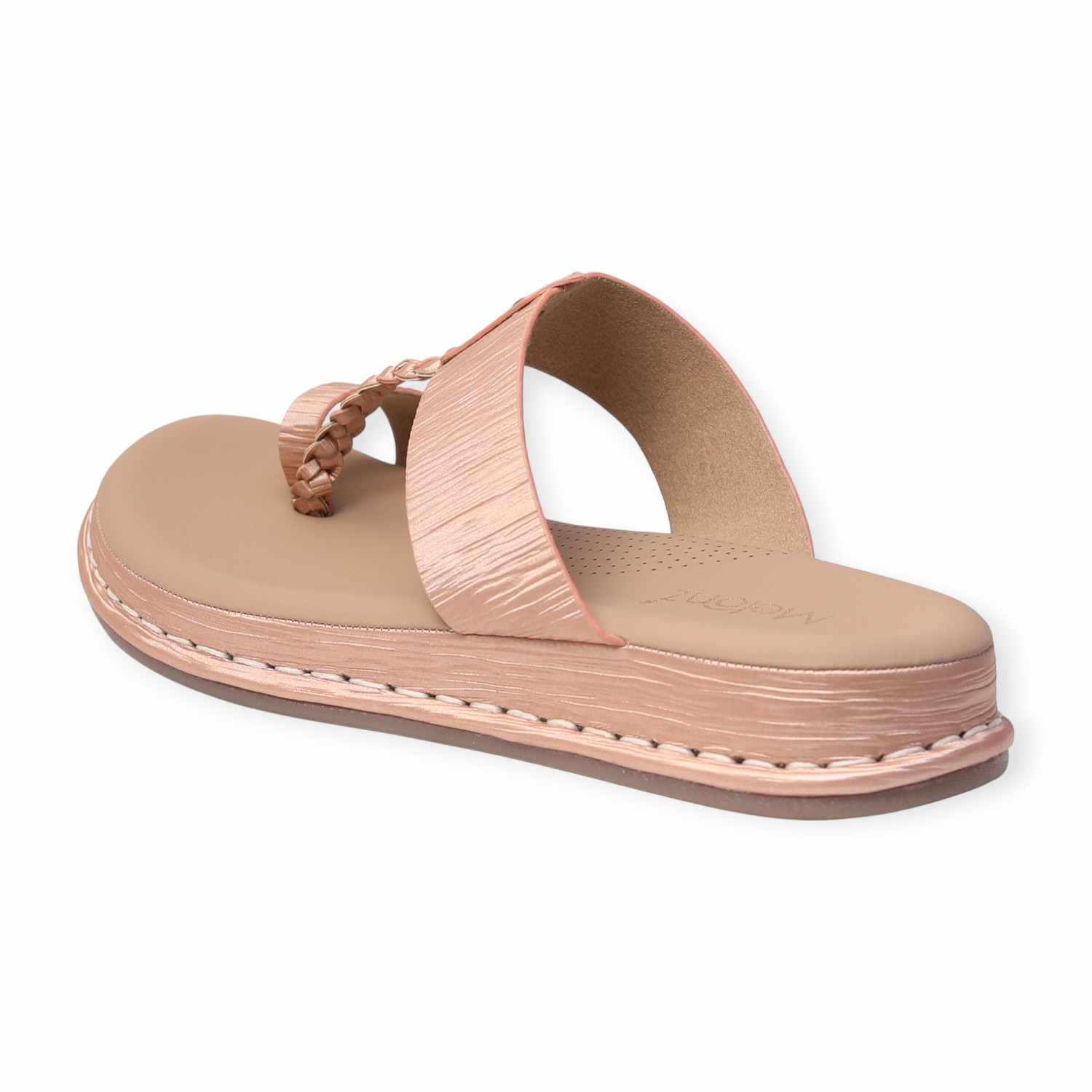 Melonz Women’s Nude Coloured Braided Toe-Loop Sandals