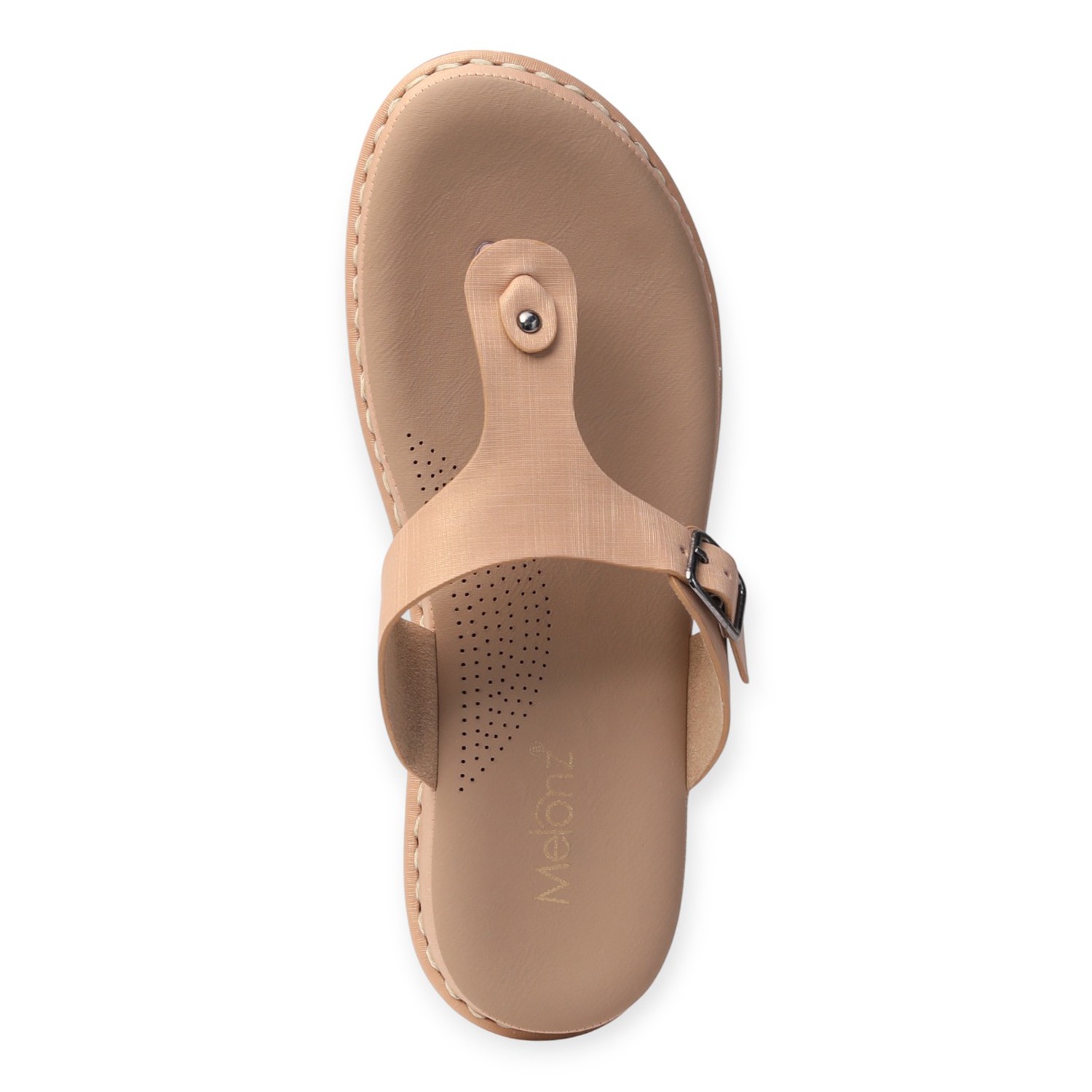 Melonz Women’s Tan T-Strap Slip-Ons