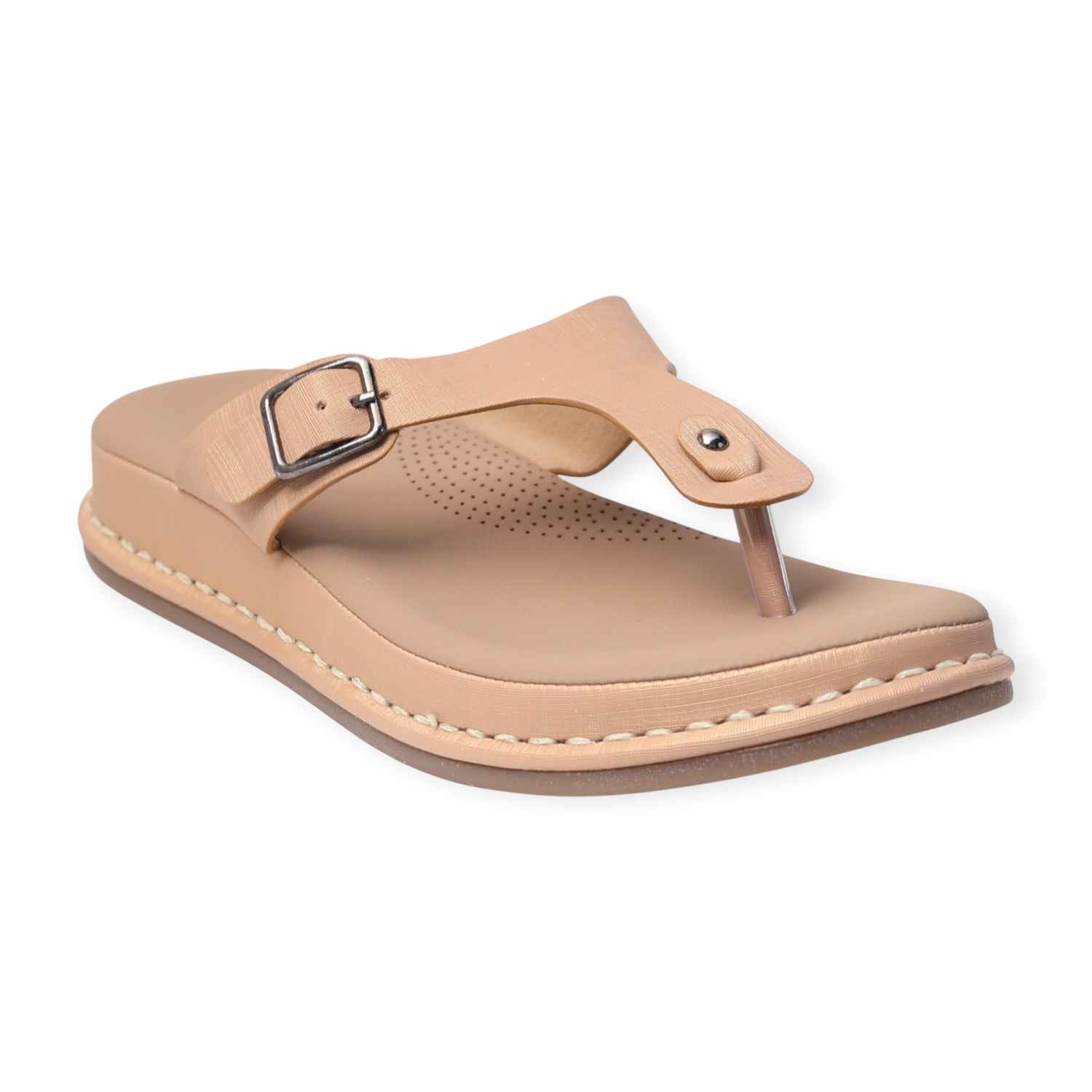 Melonz Women’s Tan T-Strap Slip-Ons