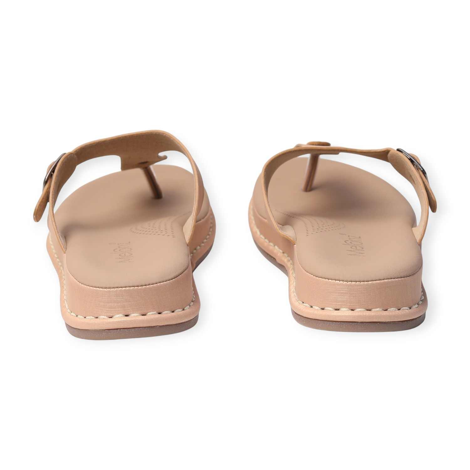 Melonz Women’s Tan T-Strap Slip-Ons
