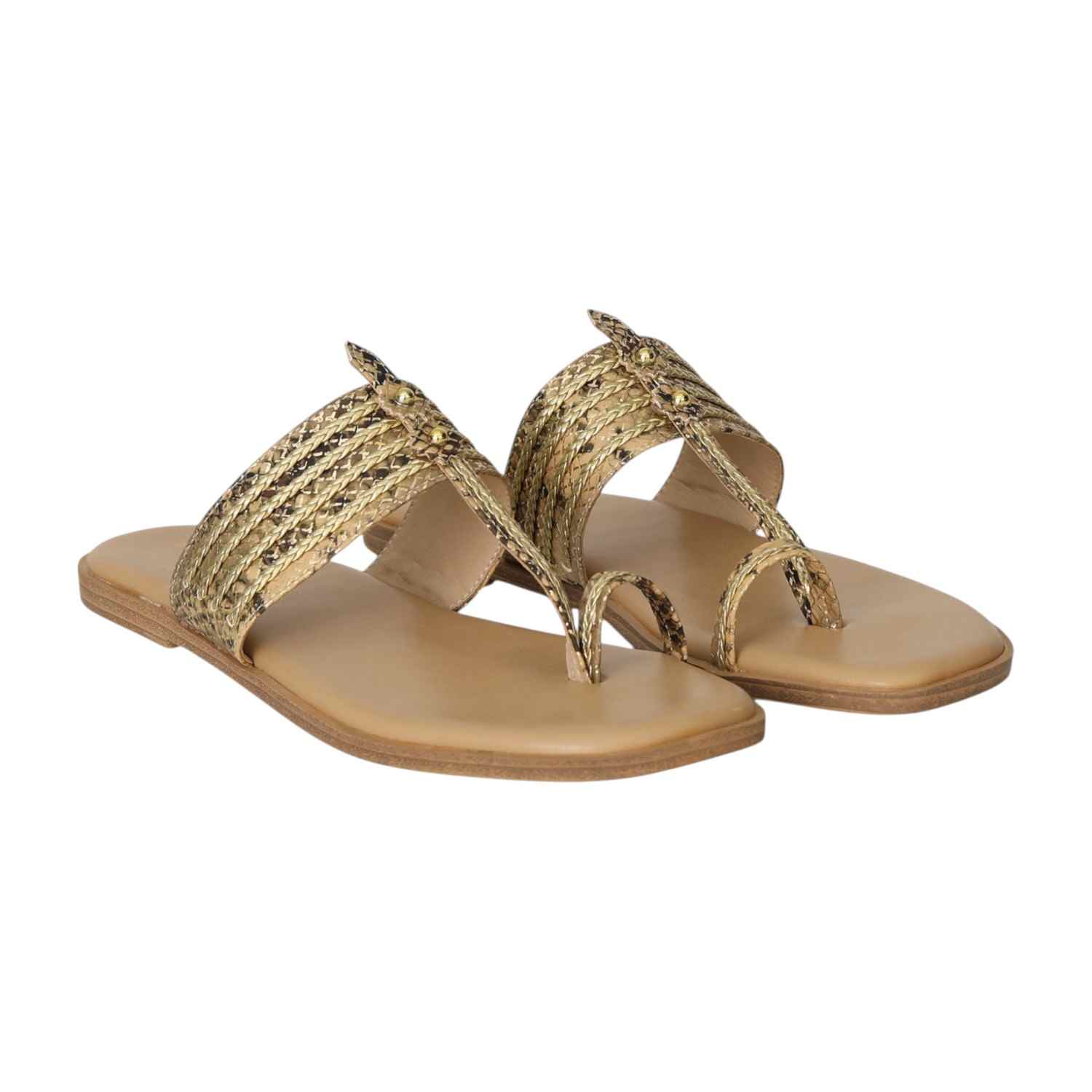 Women  Golden Braided Luxe Flats