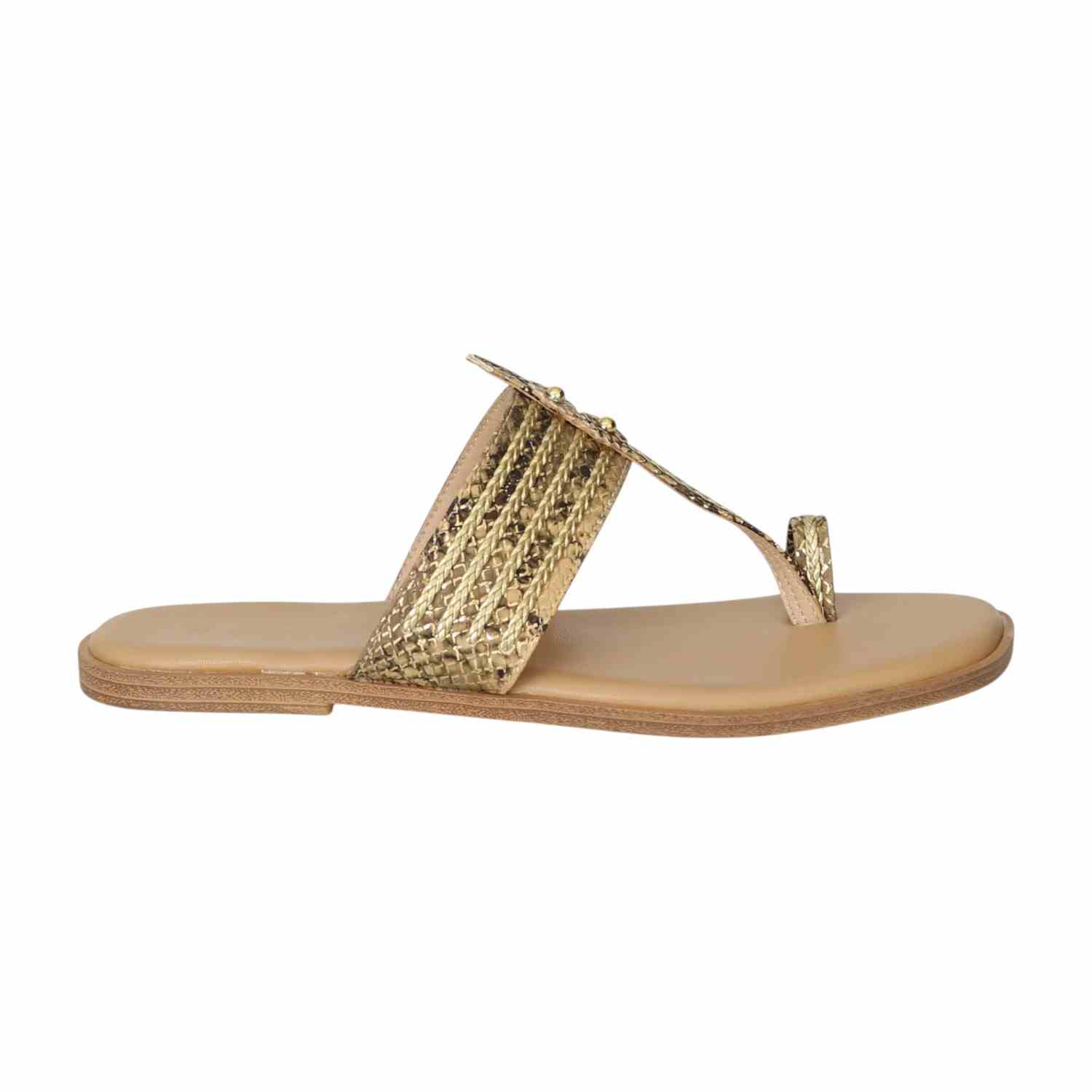 Women  Golden Braided Luxe Flats