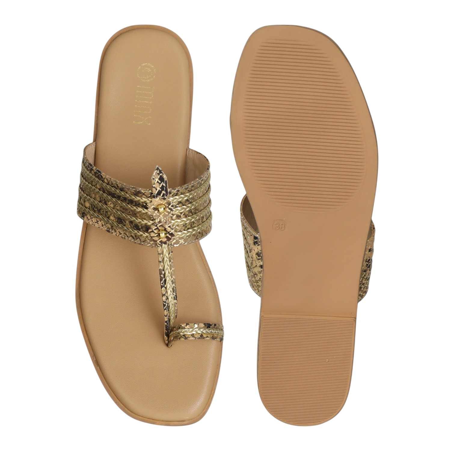 Women  Golden Braided Luxe Flats
