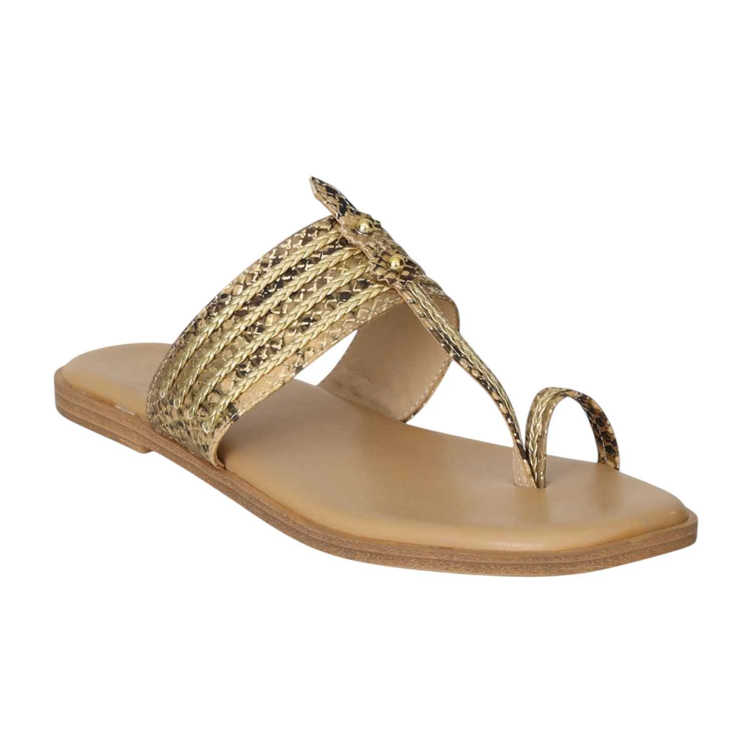 Women  Golden Braided Luxe Flats