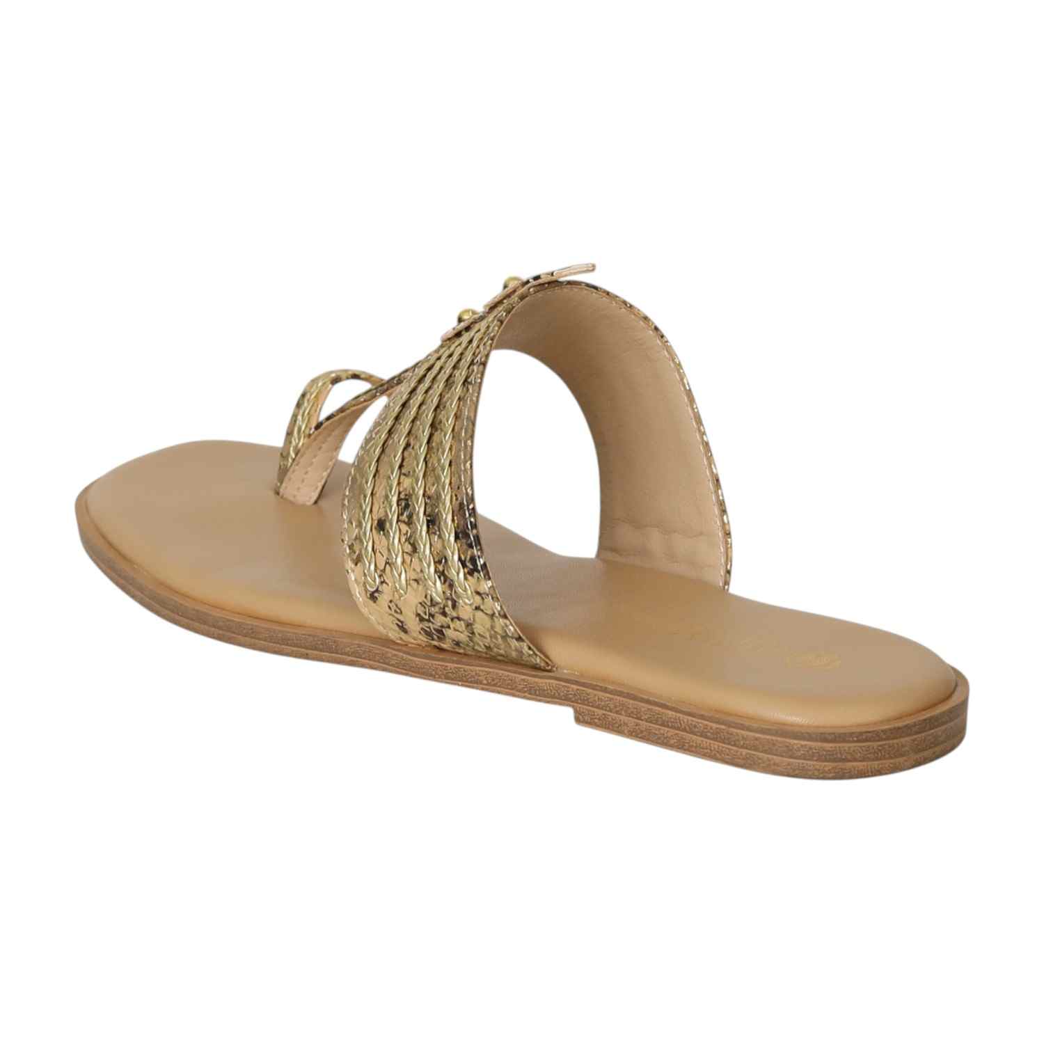 Women  Golden Braided Luxe Flats
