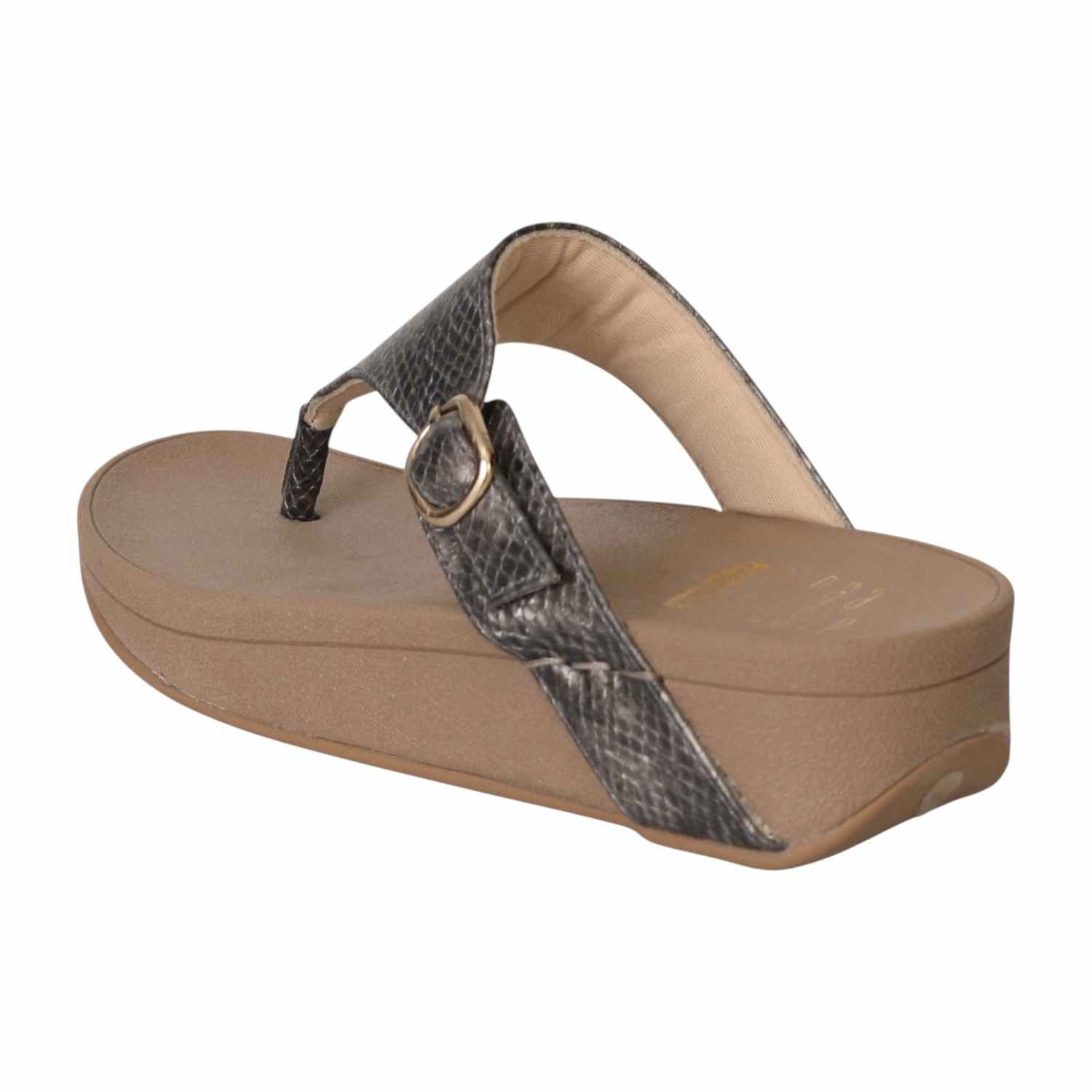 Women Grey Buckled Wedge Toe Flats