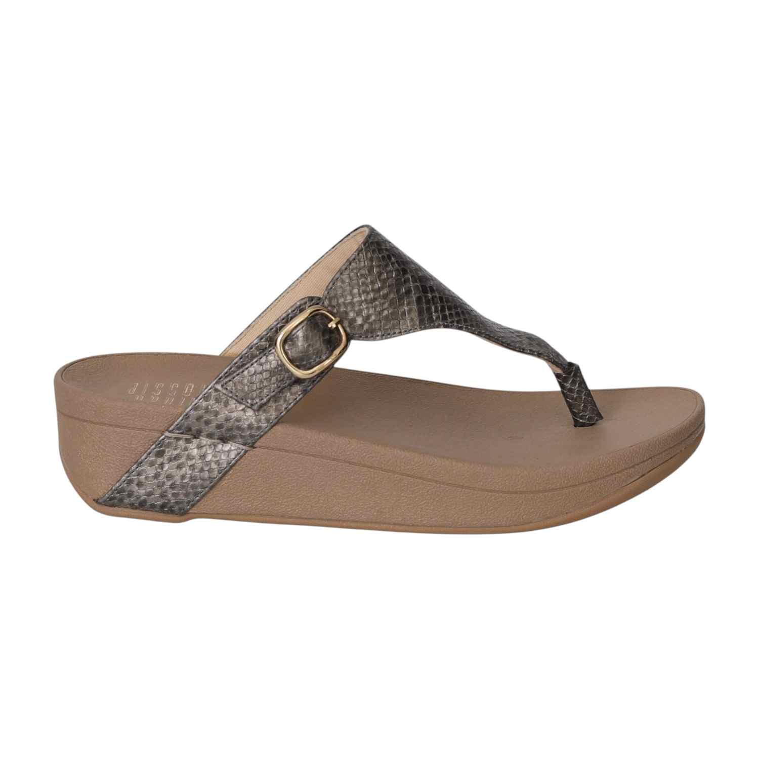 Women Grey Buckled Wedge Toe Flats