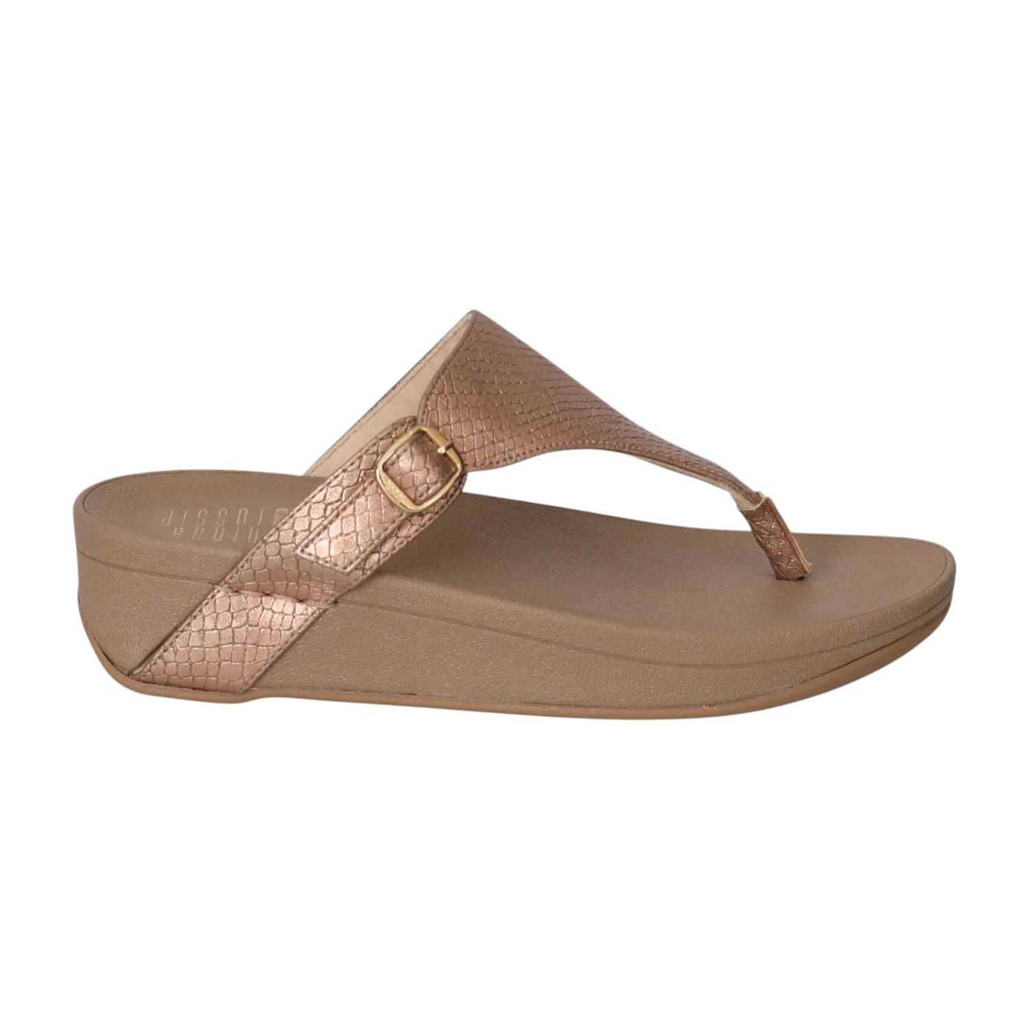 Women Bronze Buckled Wedge Toe Flats