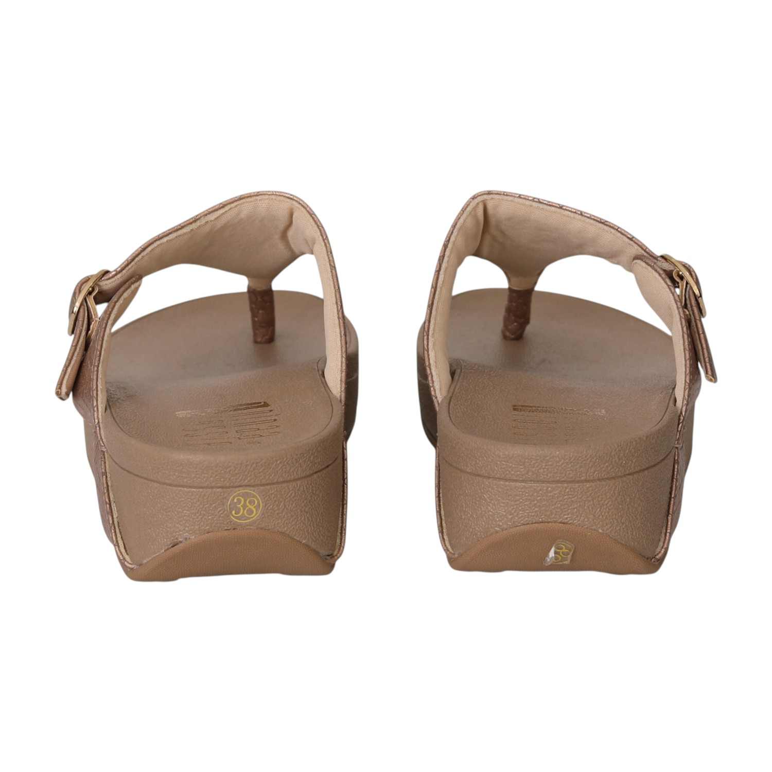 Women Bronze Buckled Wedge Toe Flats