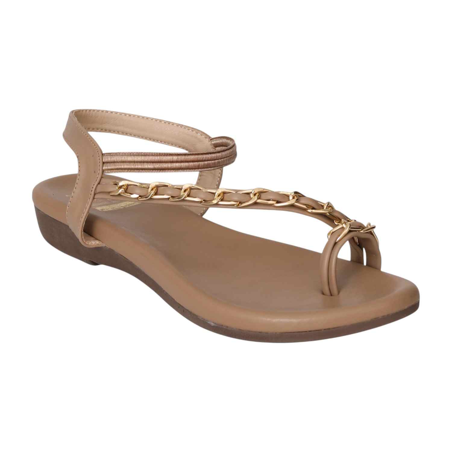 Women Beige Chain-Link Toe Flats
