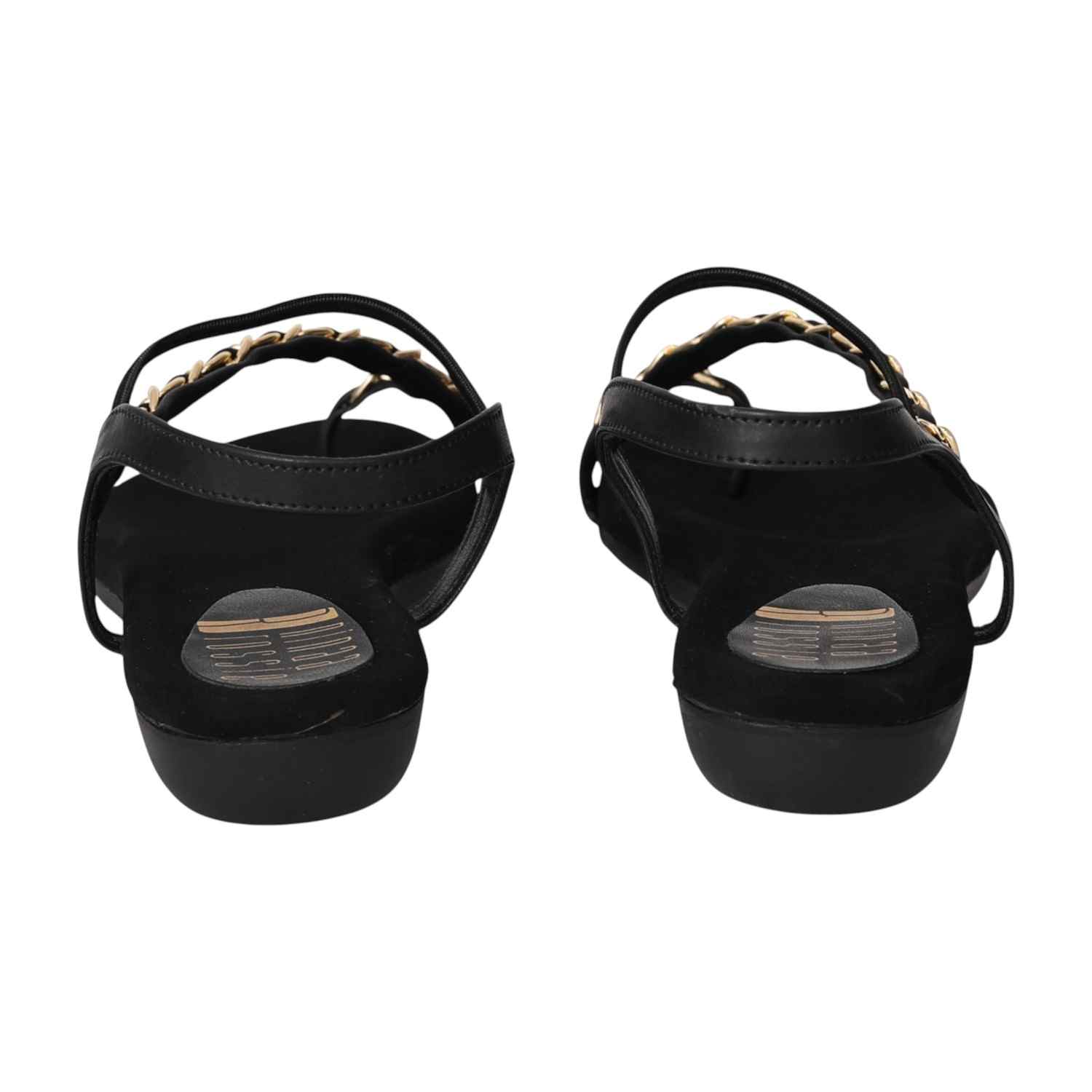 Women Black Chain-Link Toe Flats