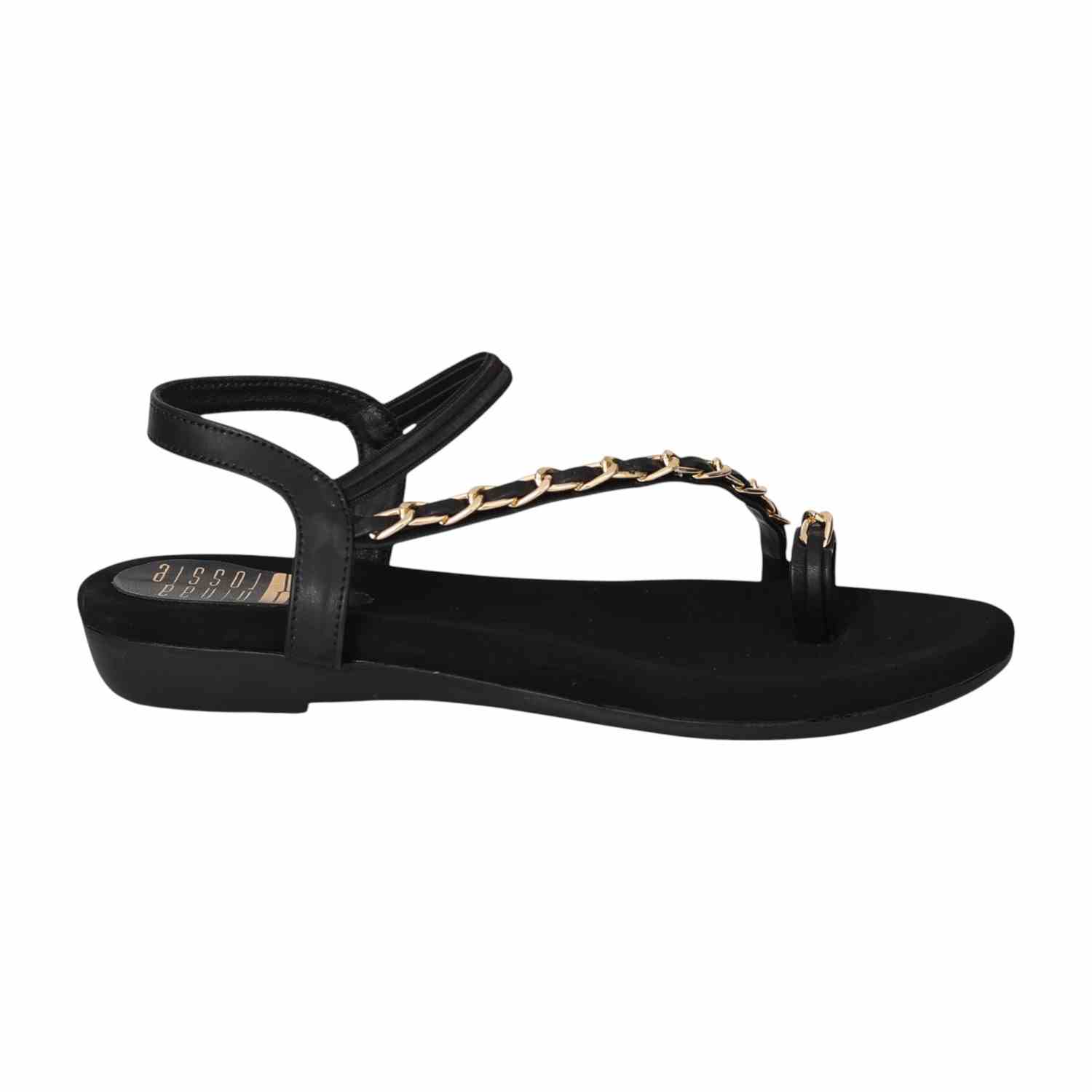 Women Black Chain-Link Toe Flats