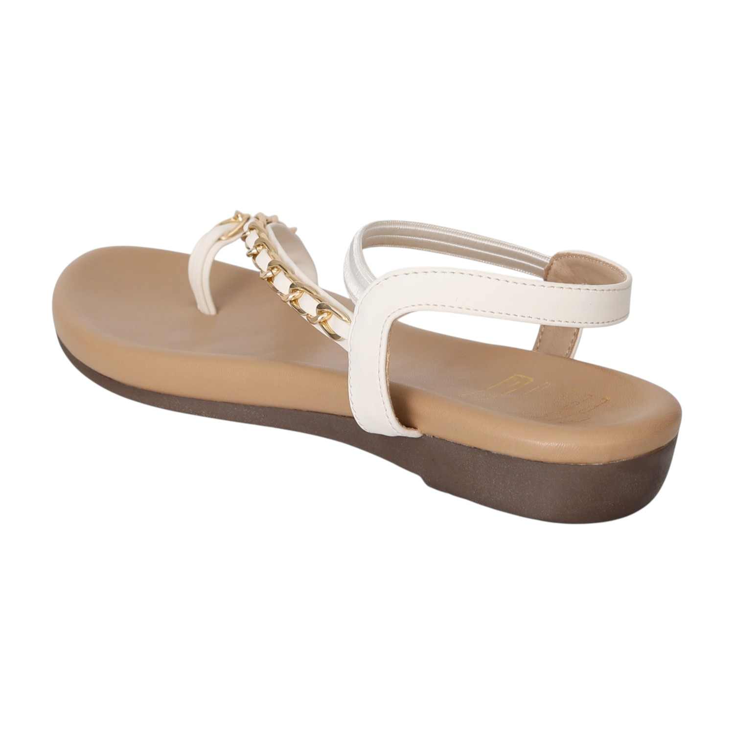 Women White Chain-Link Toe Flats