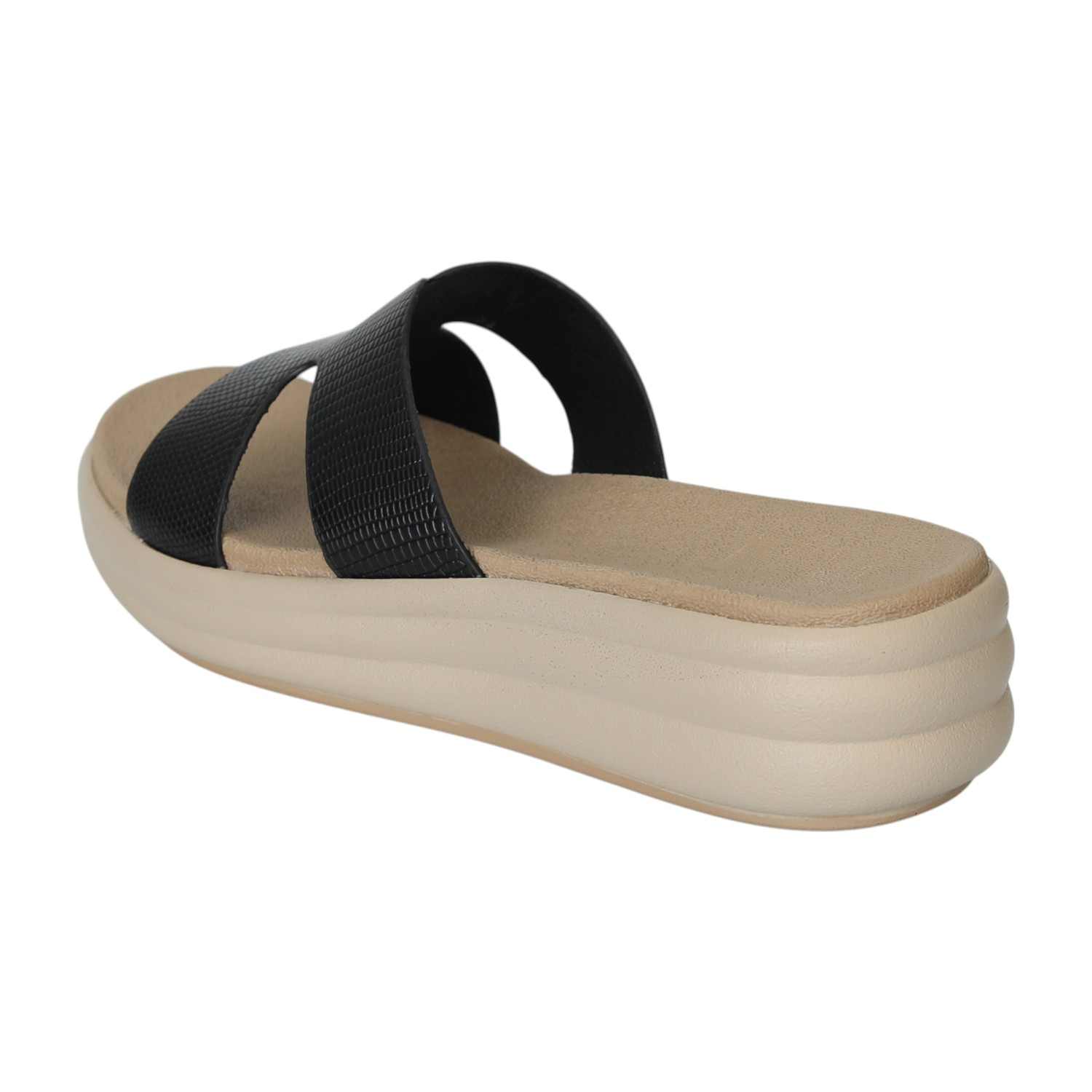 Women's Black Smooth Step Slides