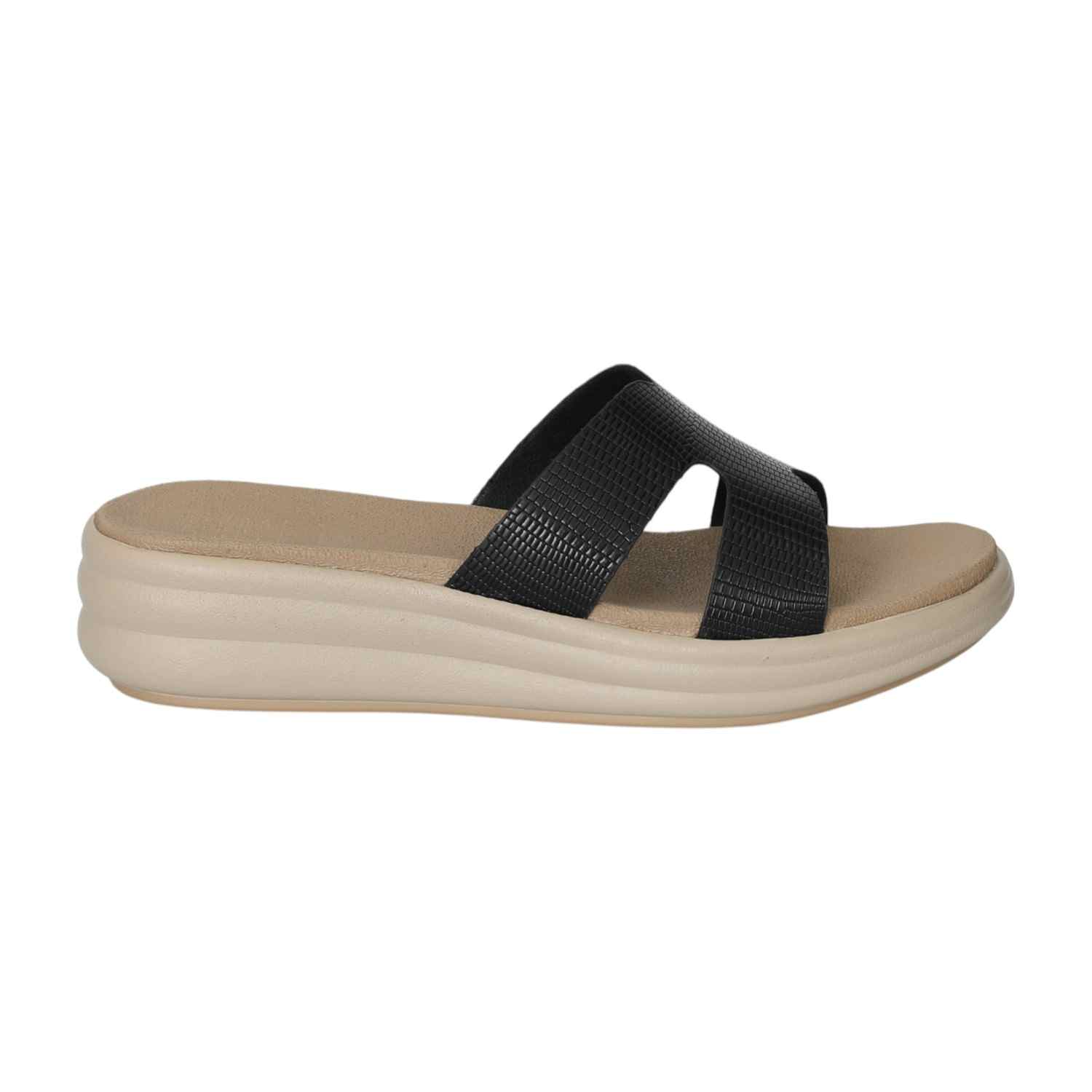 Women's Black Smooth Step Slides