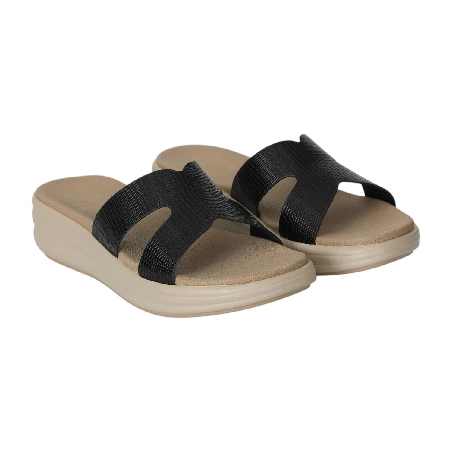 Women's Black Smooth Step Slides