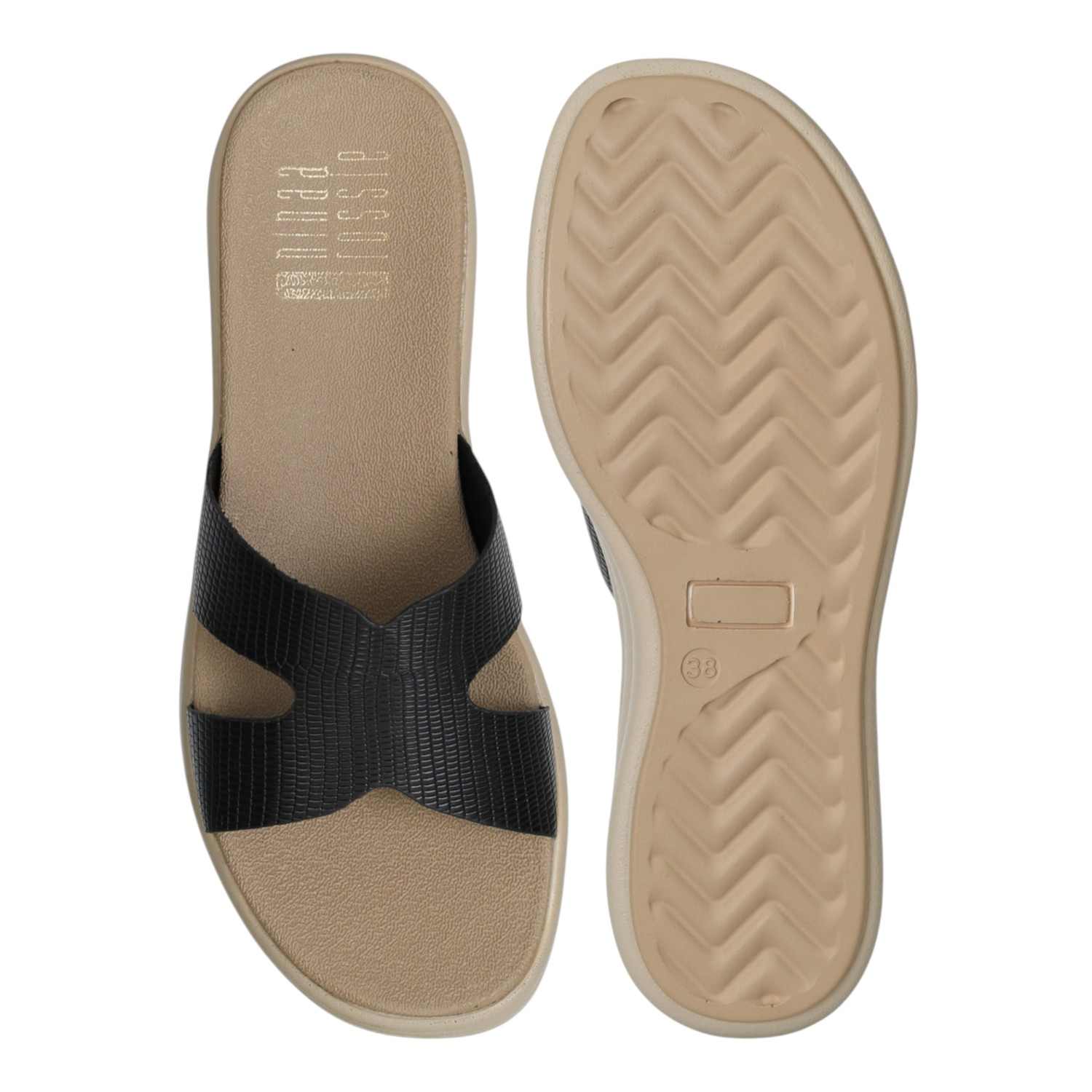 Women's Black Smooth Step Slides