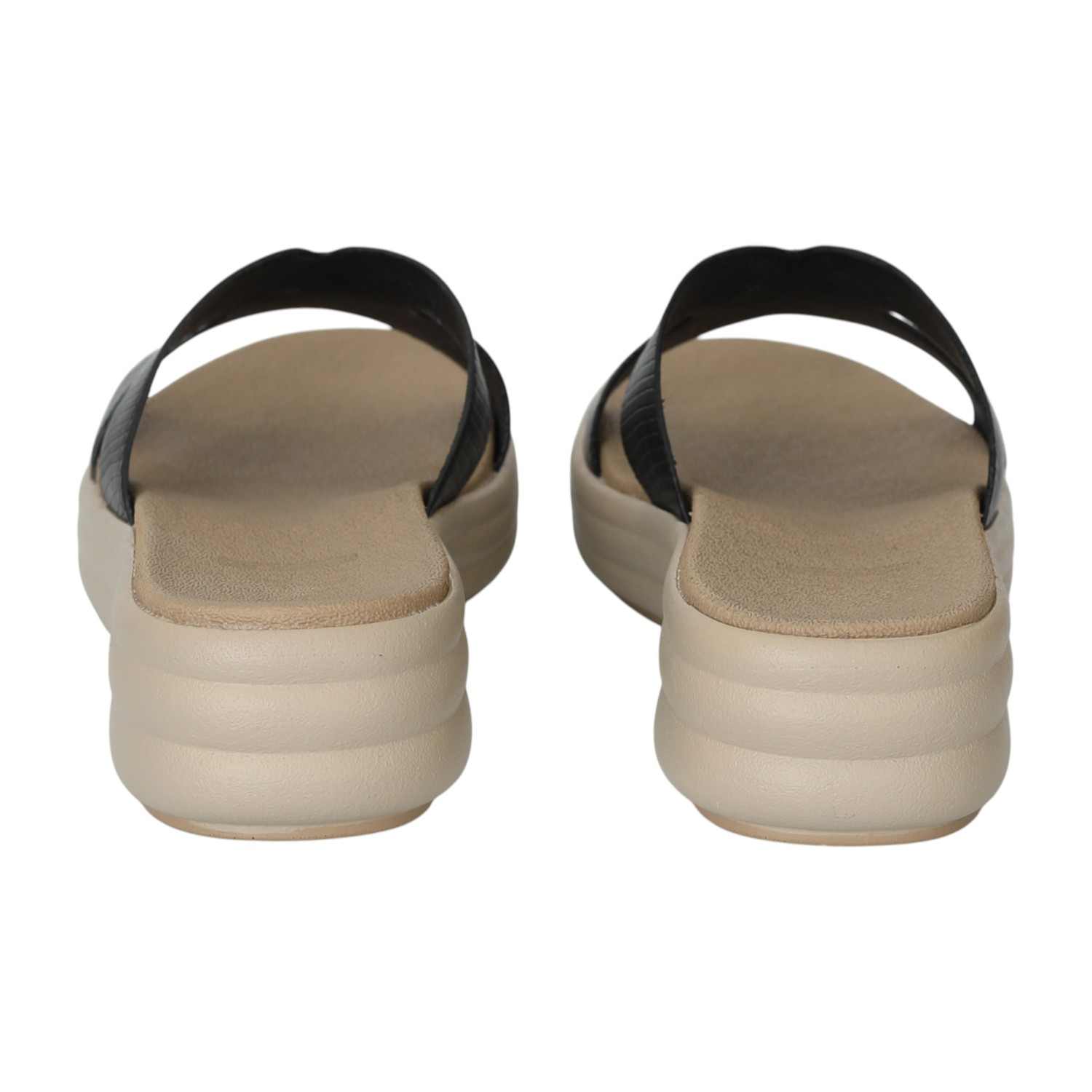 Women's Black Smooth Step Slides