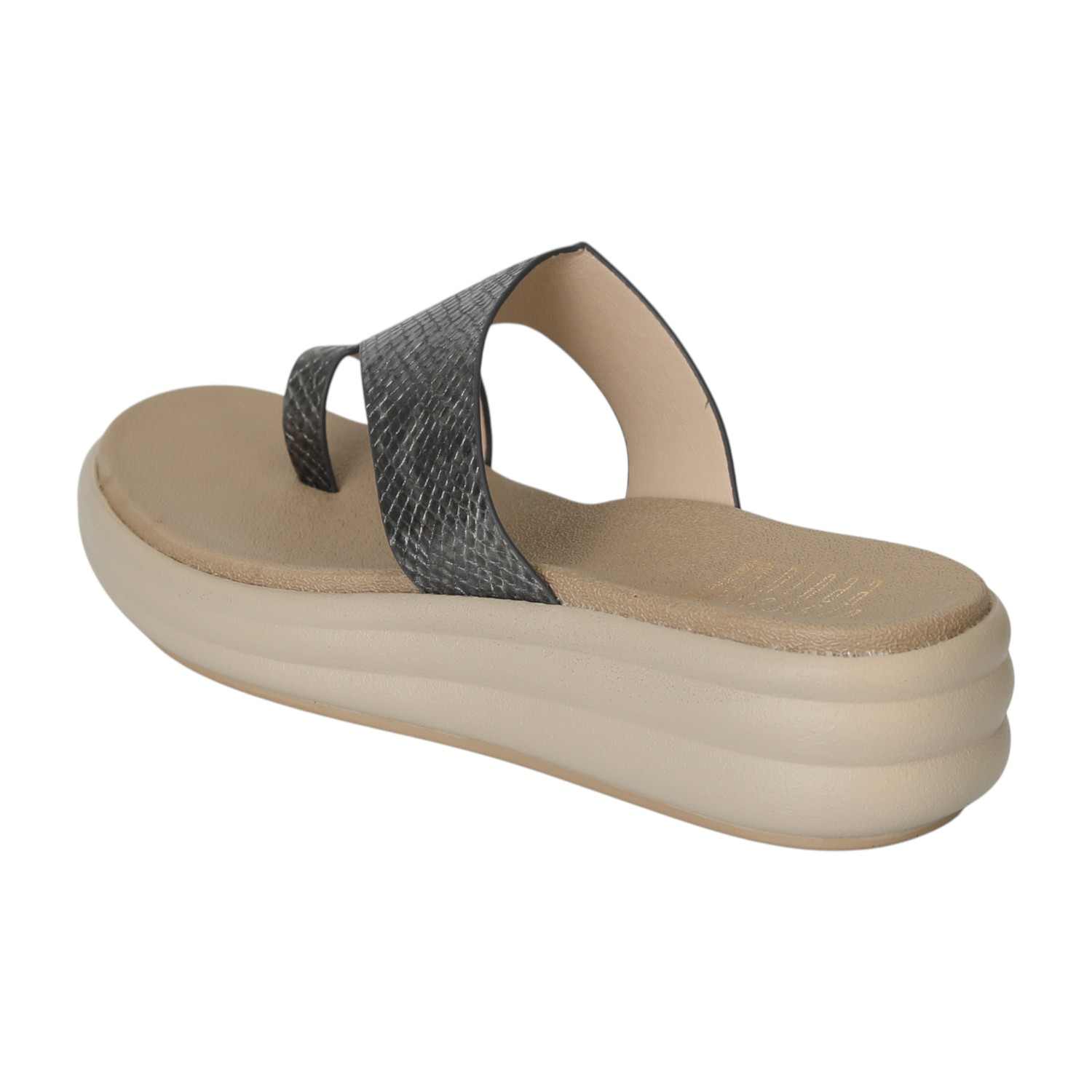 Women's Grey Gleam Toe-Ring Slides