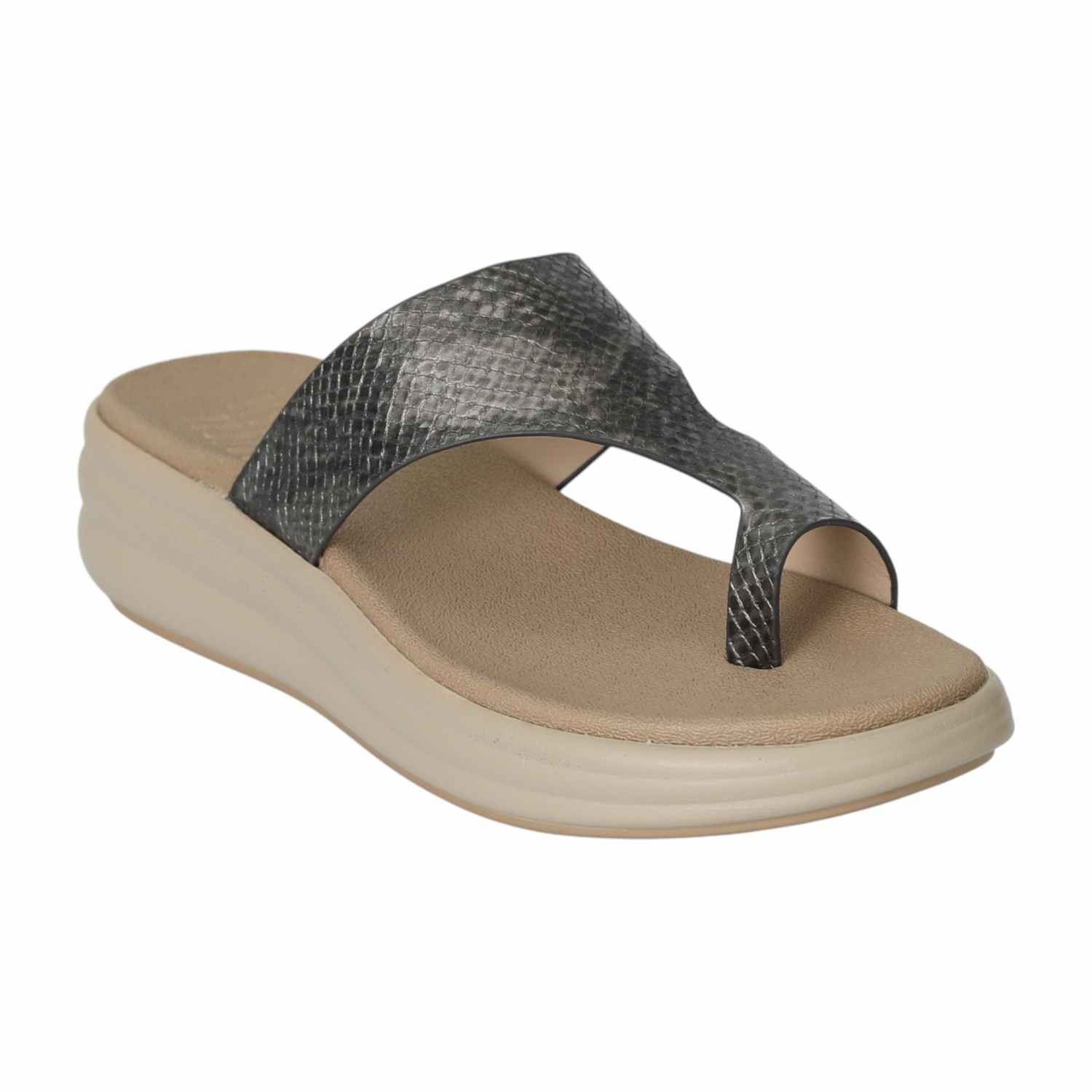 Women's Grey Gleam Toe-Ring Slides