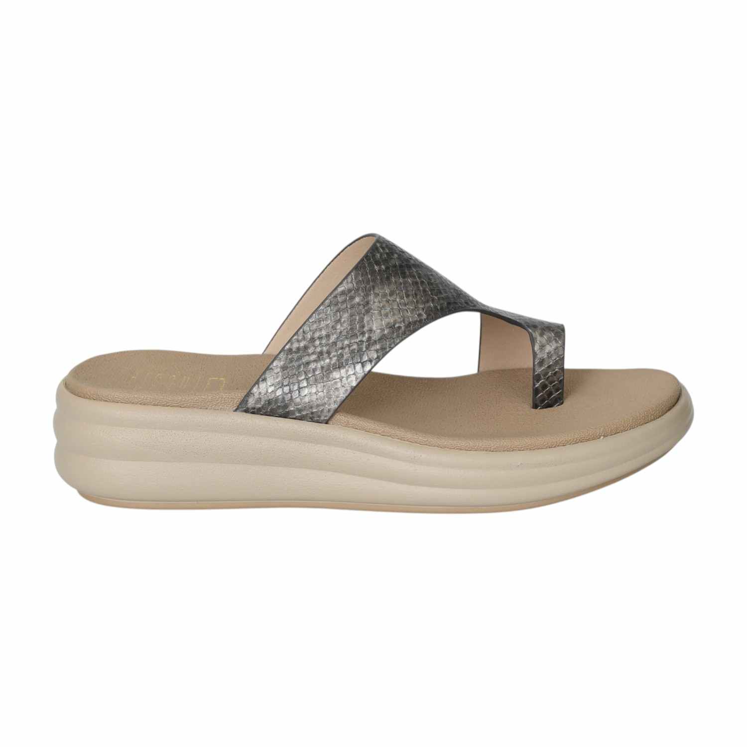 Women's Grey Gleam Toe-Ring Slides