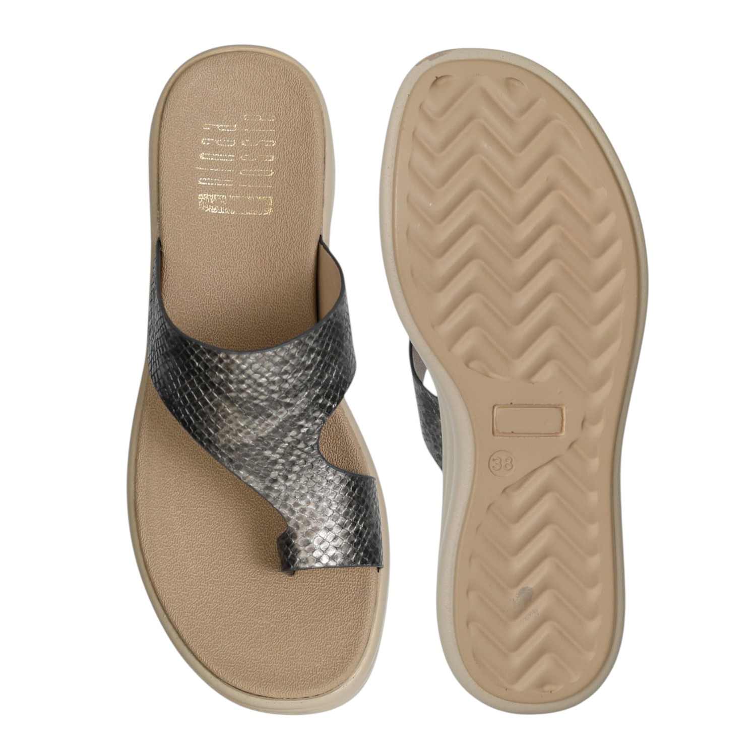 Women's Grey Gleam Toe-Ring Slides