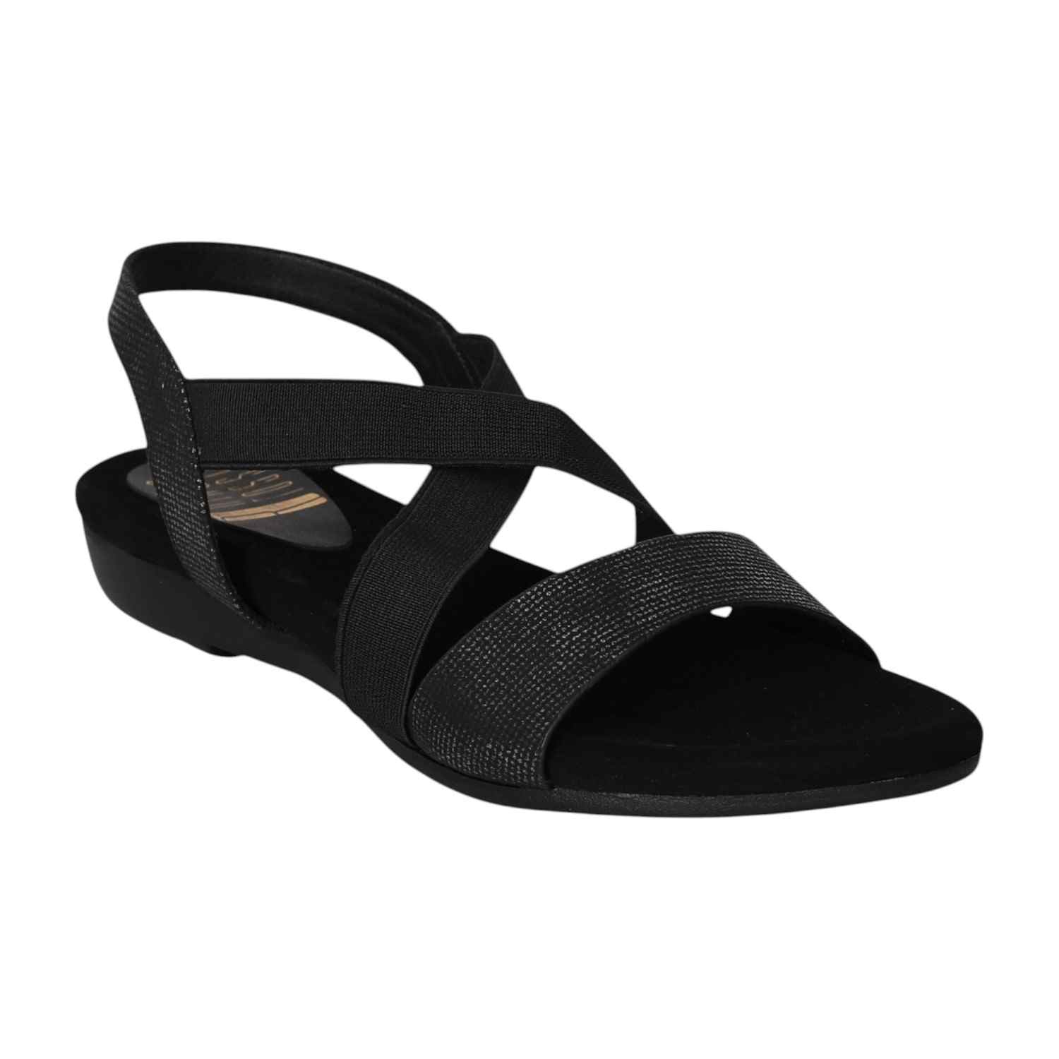Women Black Criss-Cross Comfort Flats