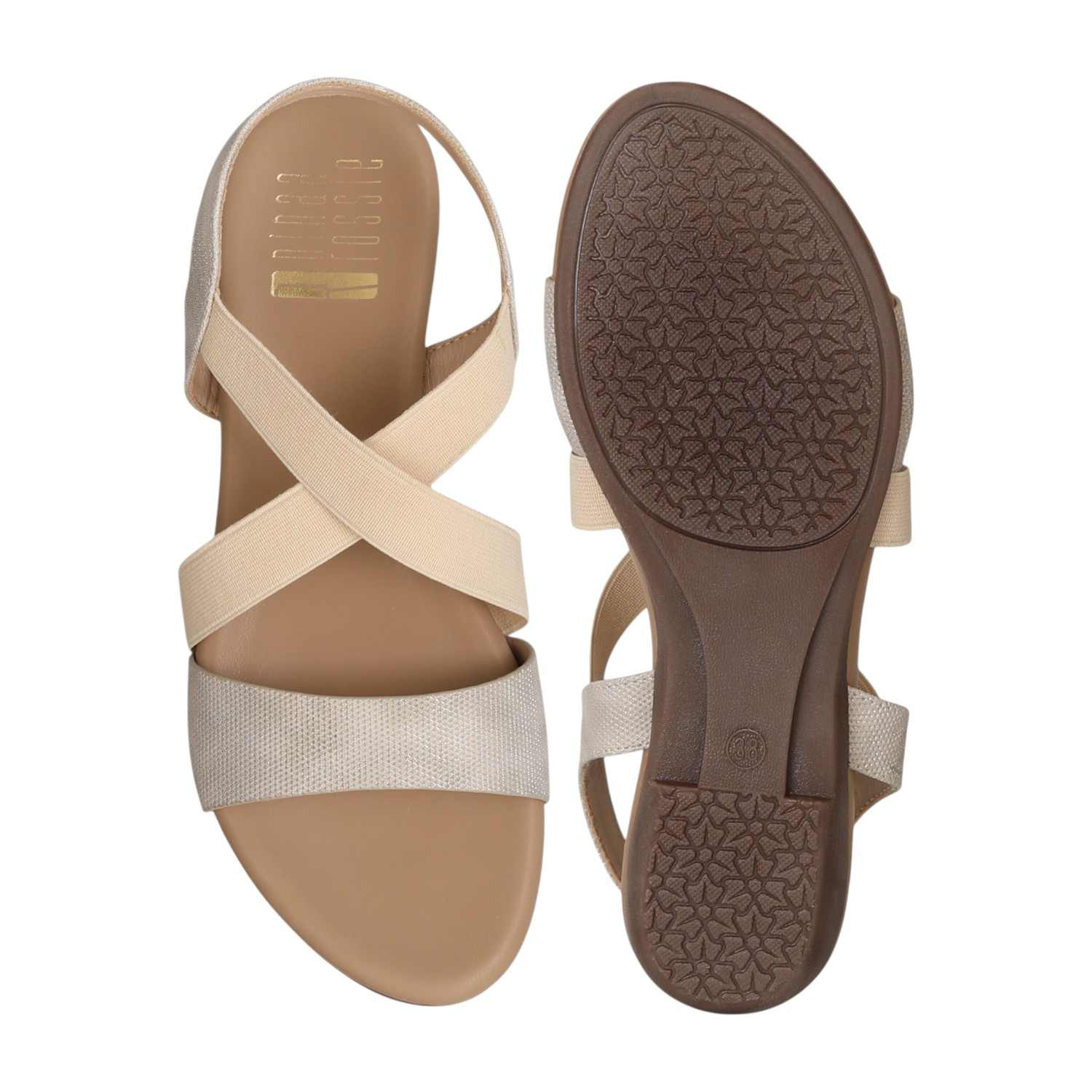 Women Golden Criss-Cross Comfort Flats