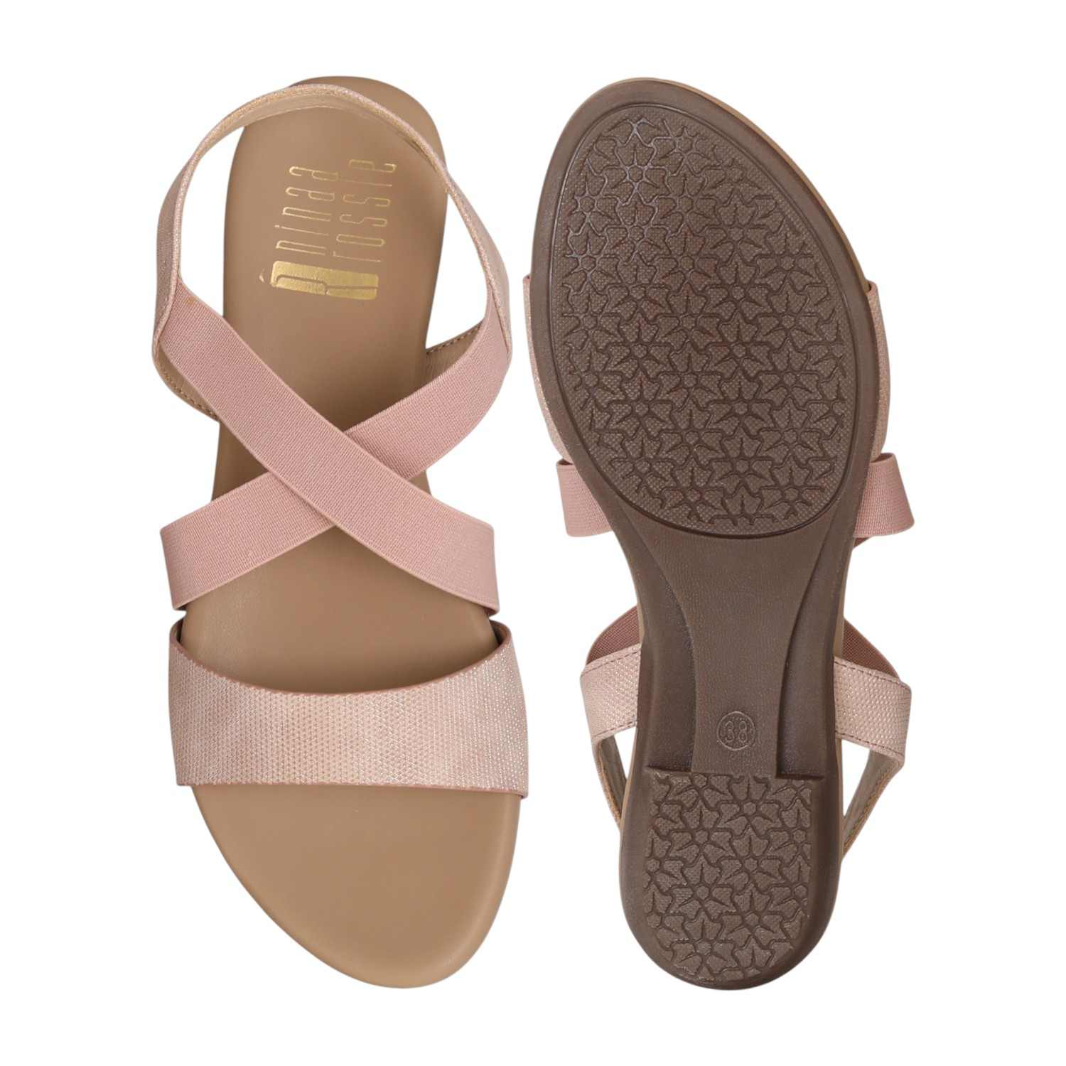 Women Blush Criss-Cross Comfort Flats