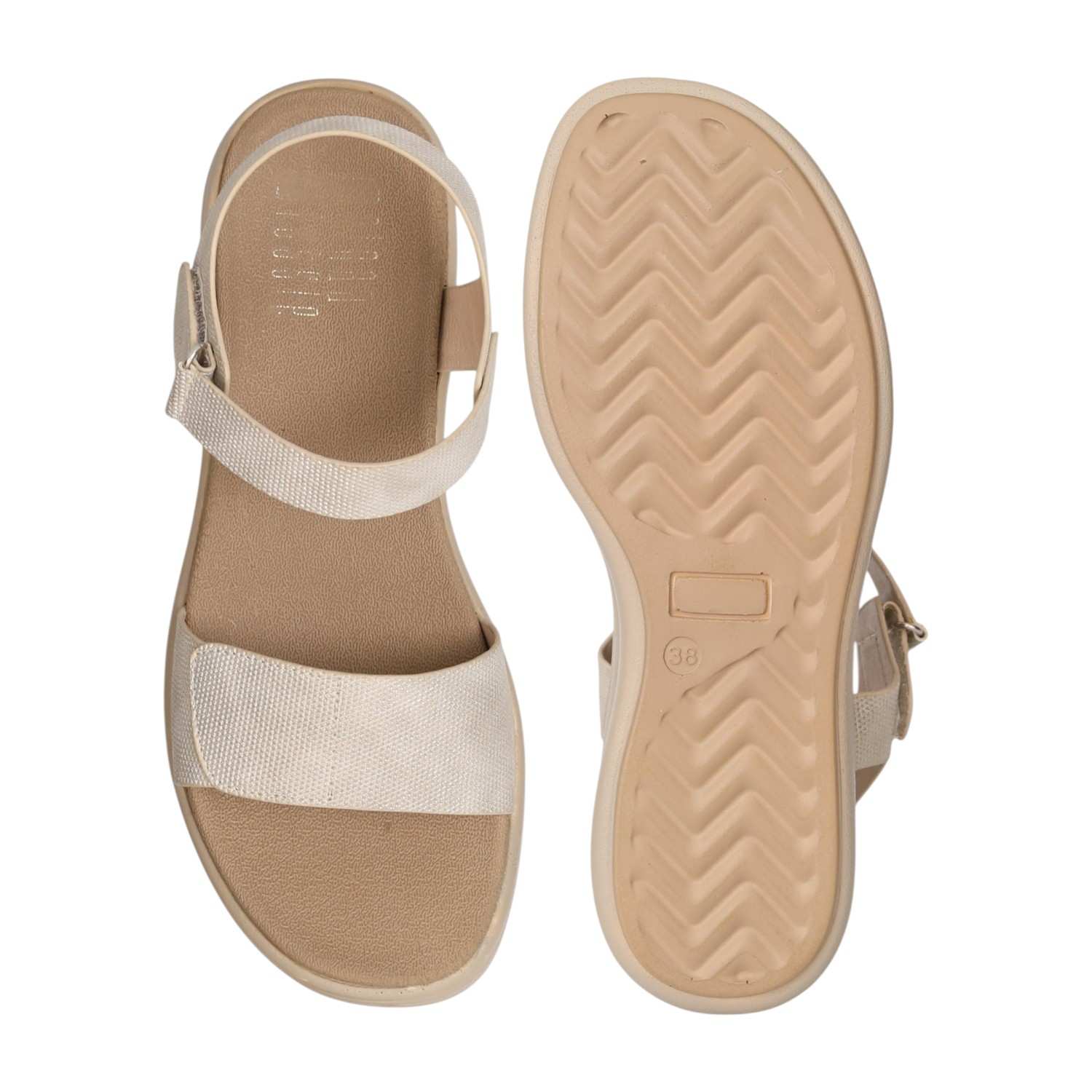 Women Beige Comfort Strap Sandals