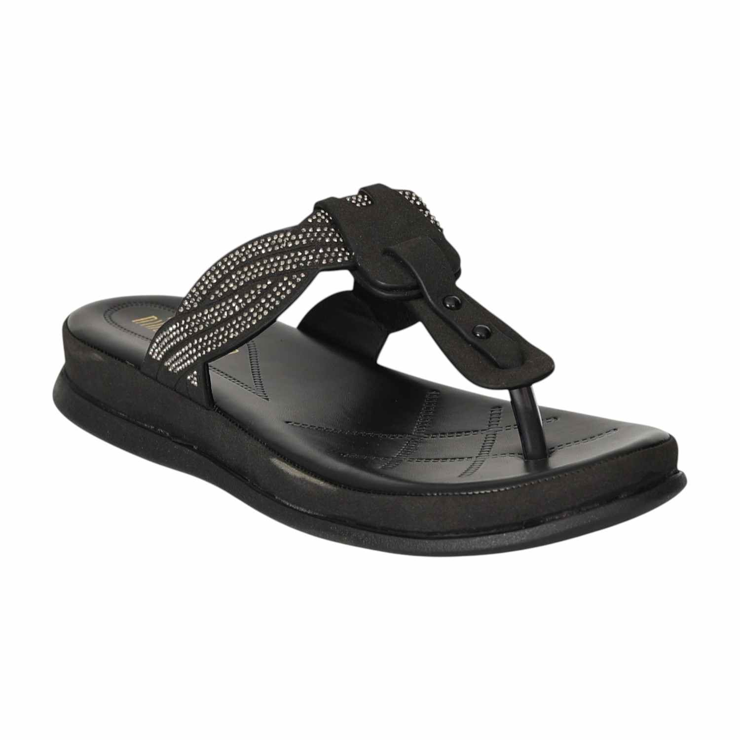 Women Black Stone Spark Sandals