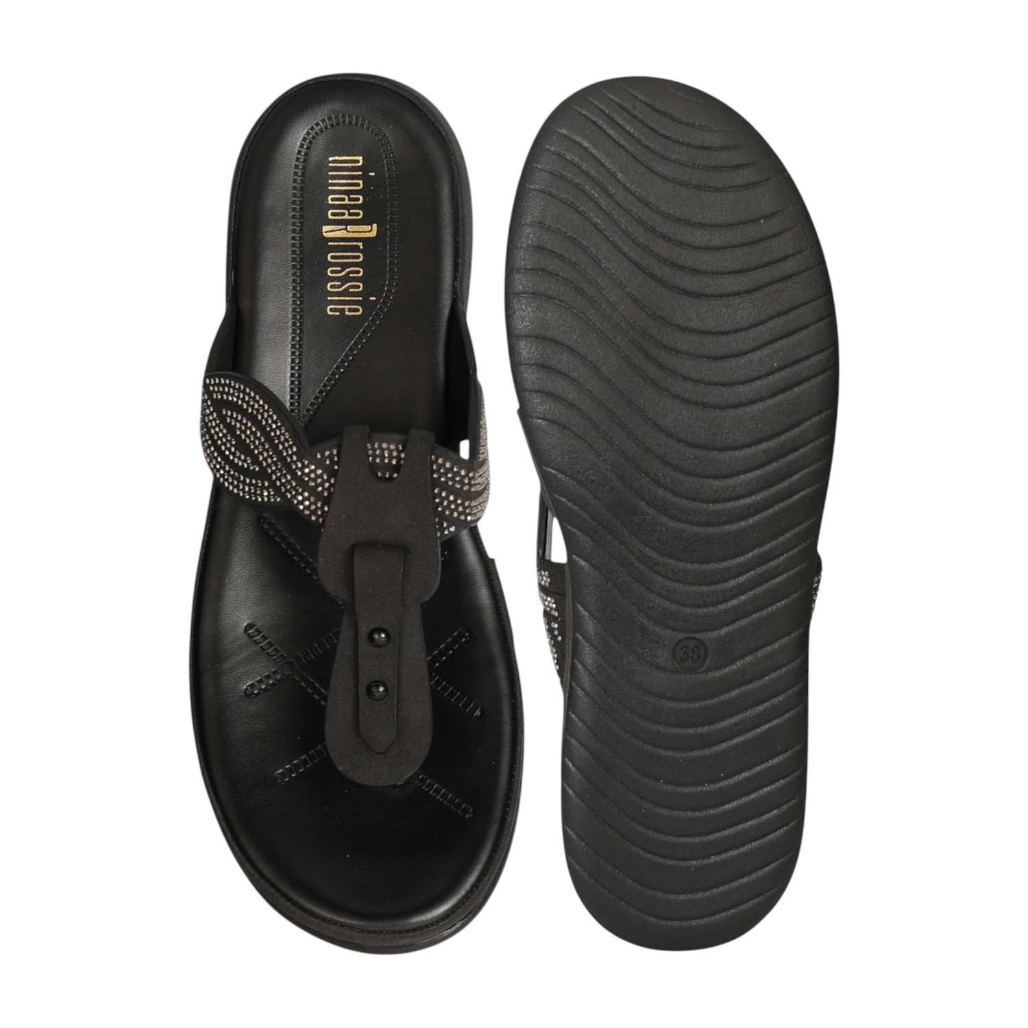 Women Black Stone Spark Sandals