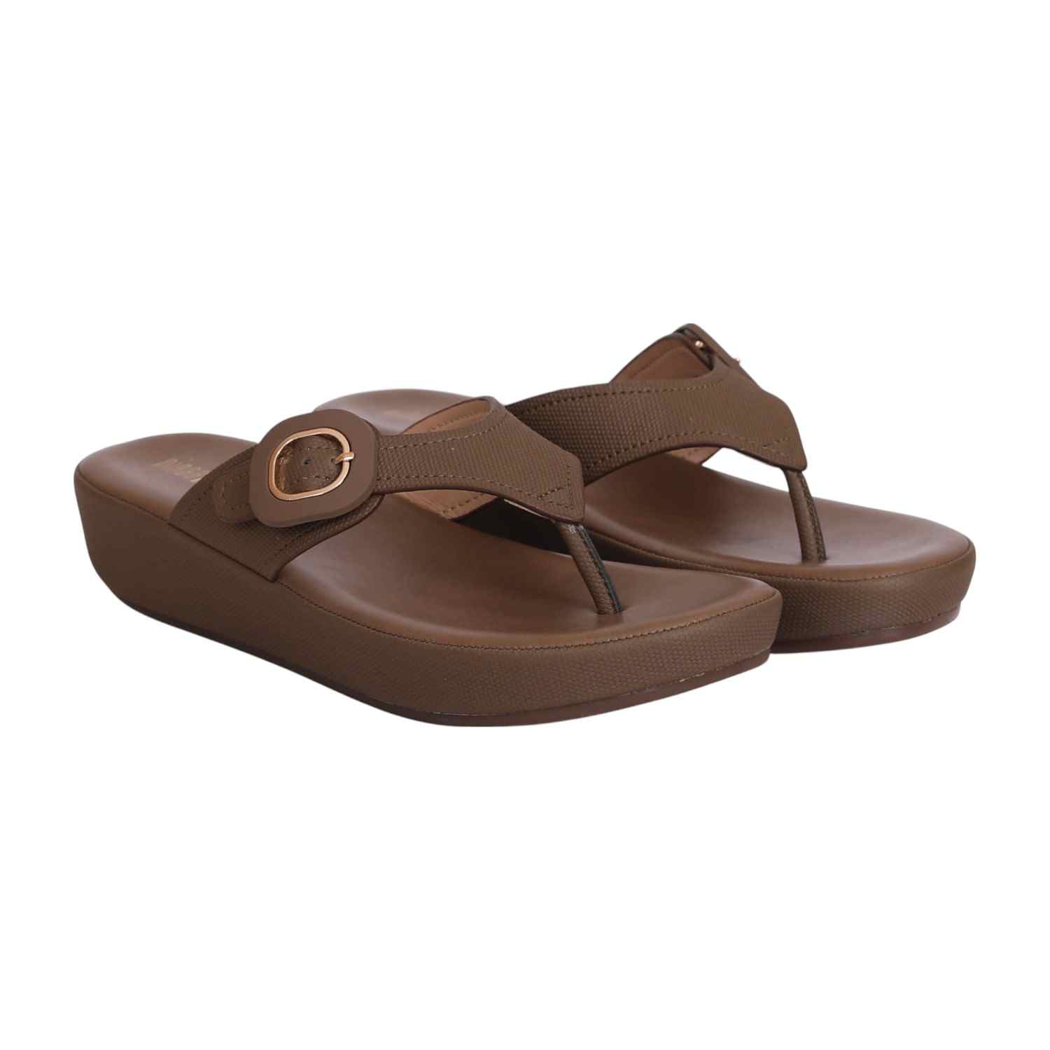 Women’s Tan Buckle Detail Wedge Sandals