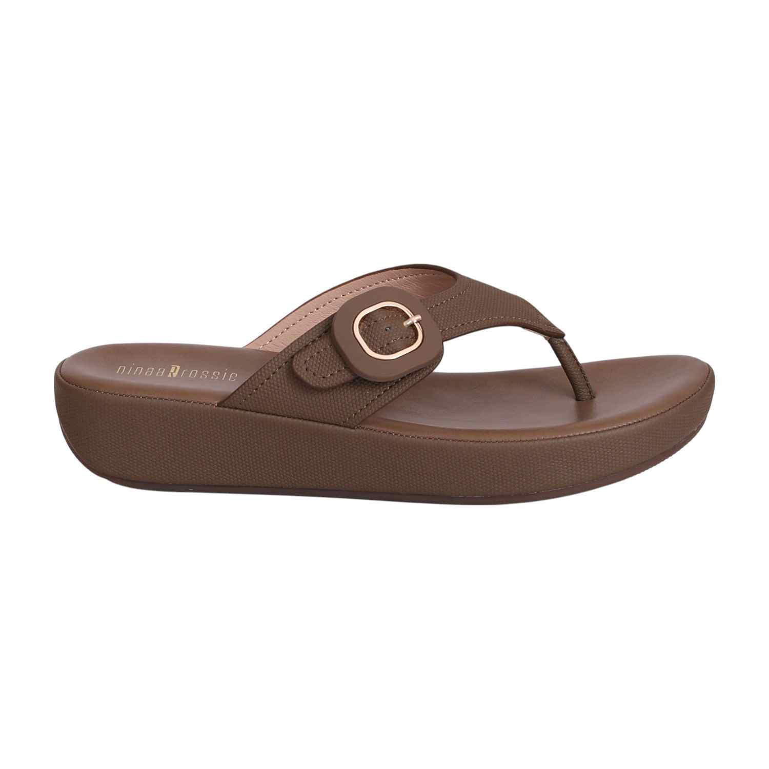 Women’s Tan Buckle Detail Wedge Sandals