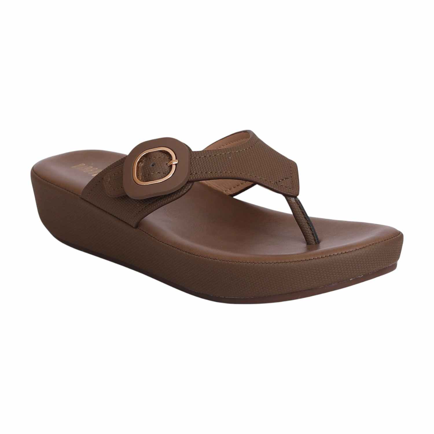 Women’s Tan Buckle Detail Wedge Sandals