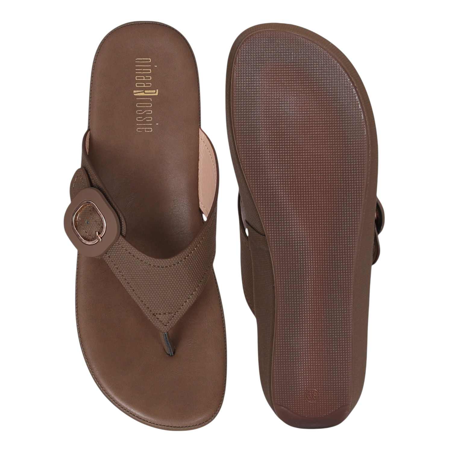 Women’s Tan Buckle Detail Wedge Sandals